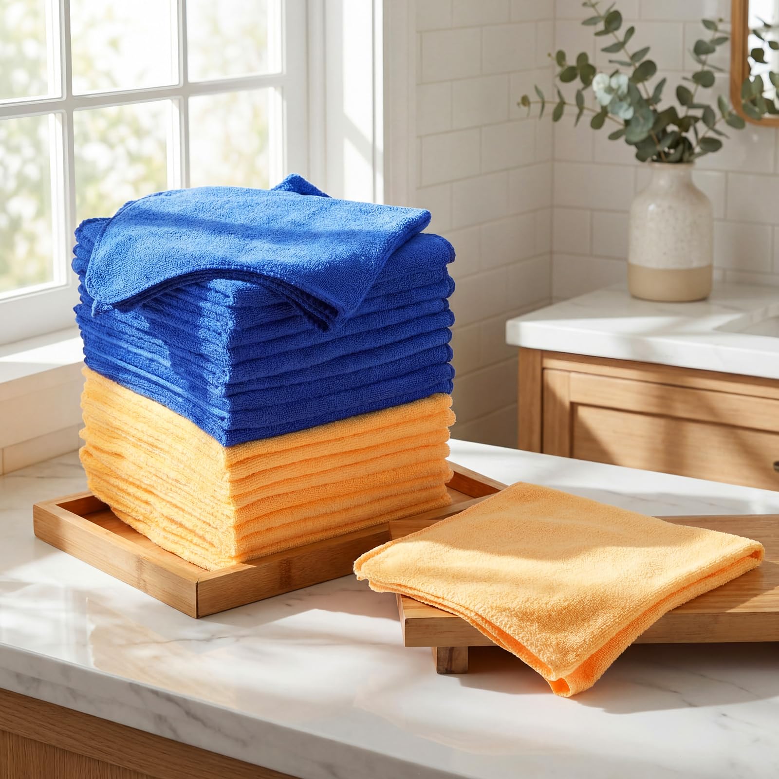 60 Pcs Microfiber Cleaning Cloths for Cars 16 x 16 Inch Ultra Absorbent Car Towels Drying Reusable Cleaning Supplies House Kitchen Window Microfiber Towel (60 Count)