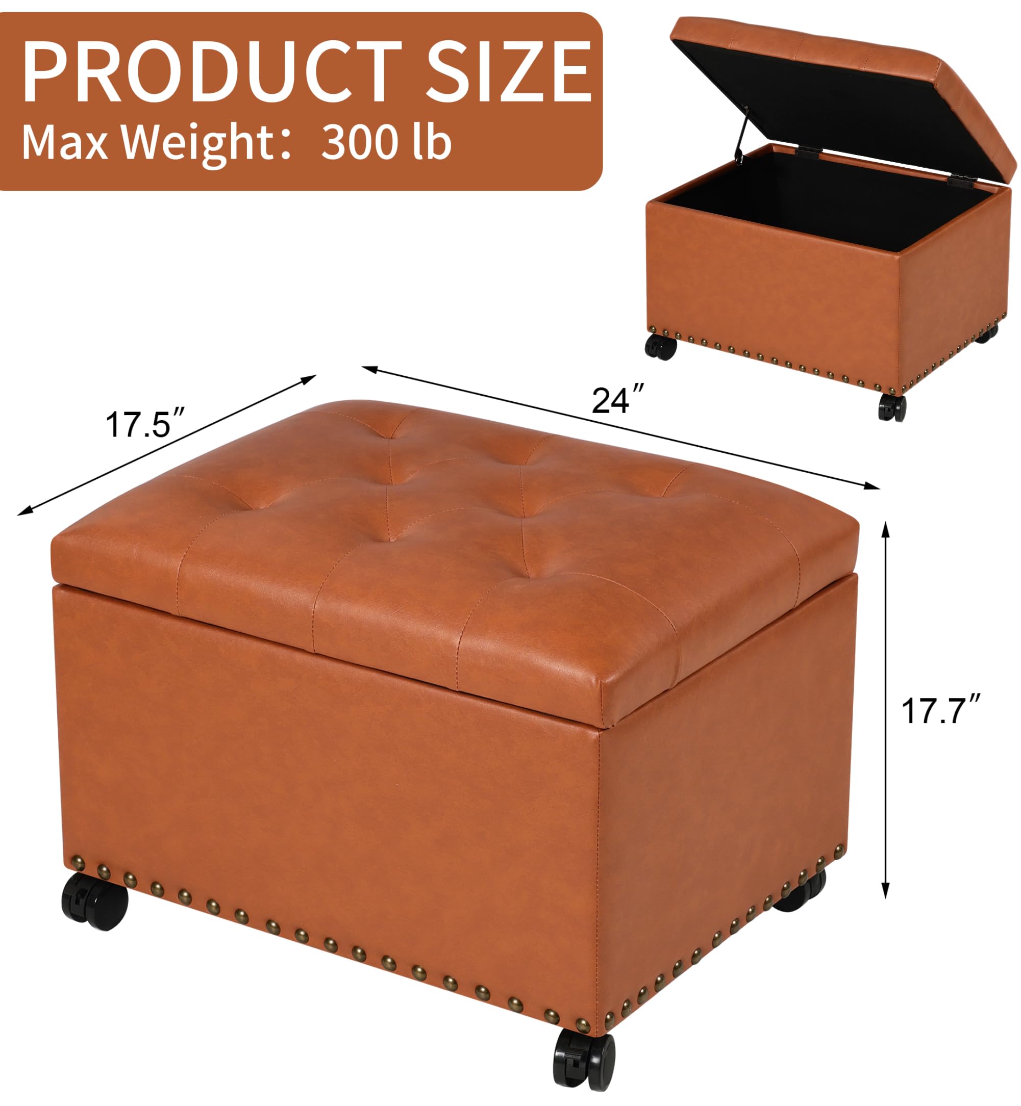 Leather Storage Ottoman