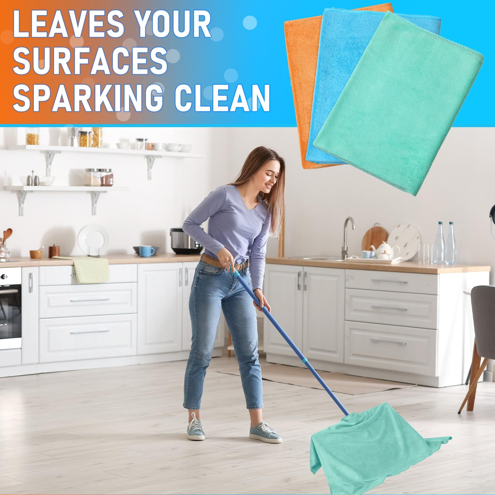 3 Pcs Extra Large Microfiber Cleaning Cloth 30" x 20" Washable Reusable Microfiber Towel Streak Free Lint Free Cloth for Cleaning Home Glass Office Window Bathrooms (3 Count)