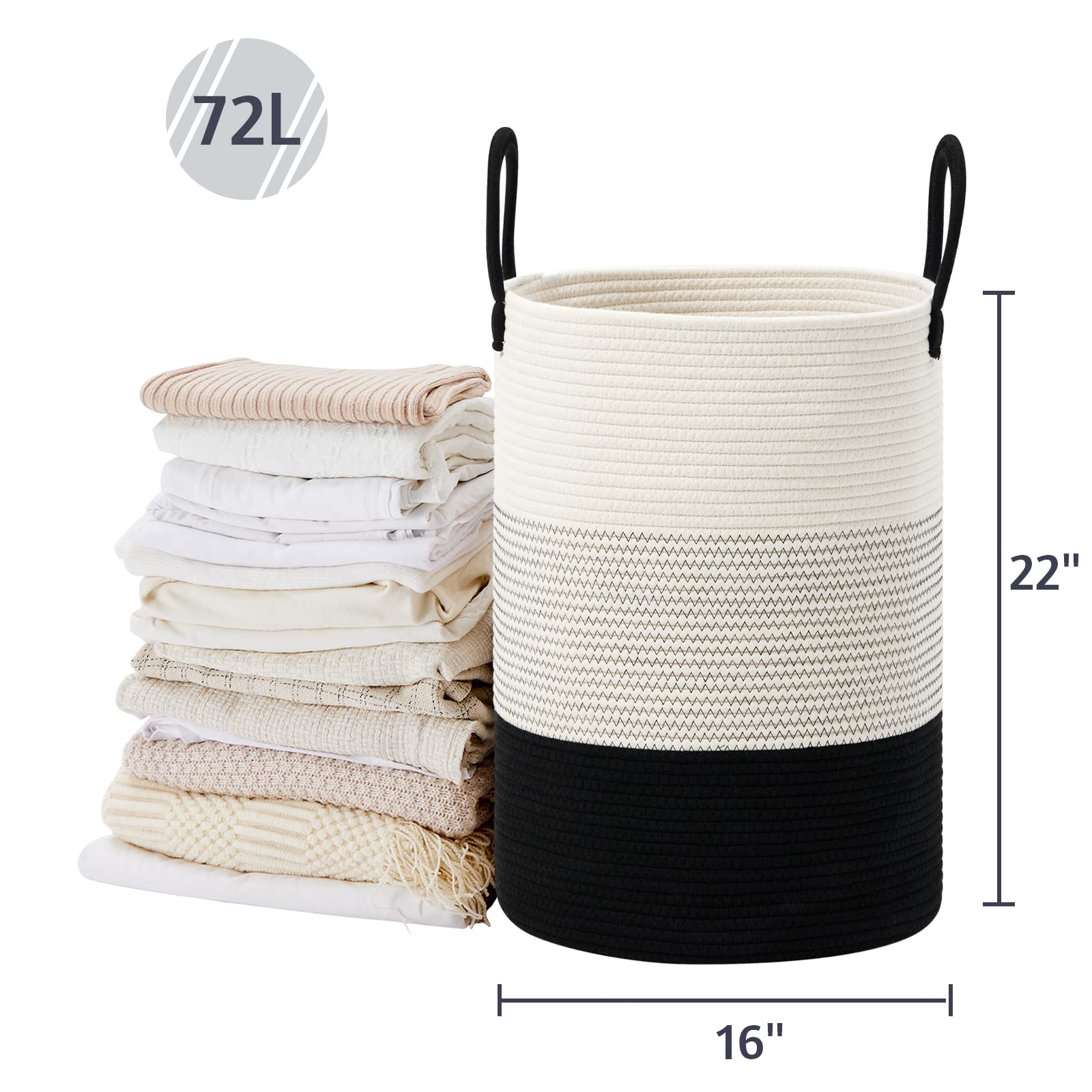 72L Tall Woven Laundry Basket Hamper