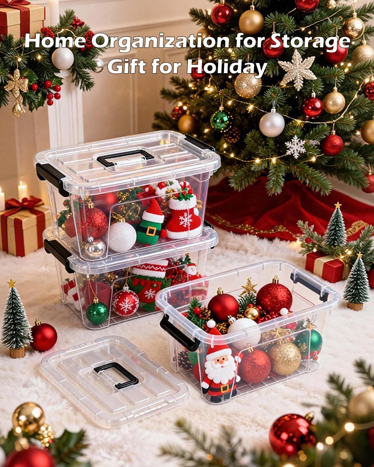 7Qt Clear Plastic Storage Bins with Lids (6 Count)