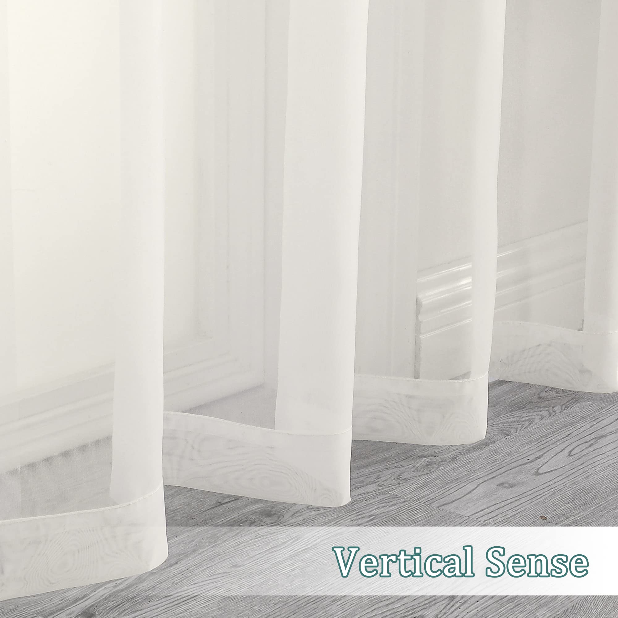 Ivory Sheer Curtains 96 Inch Length 2 Panels Set