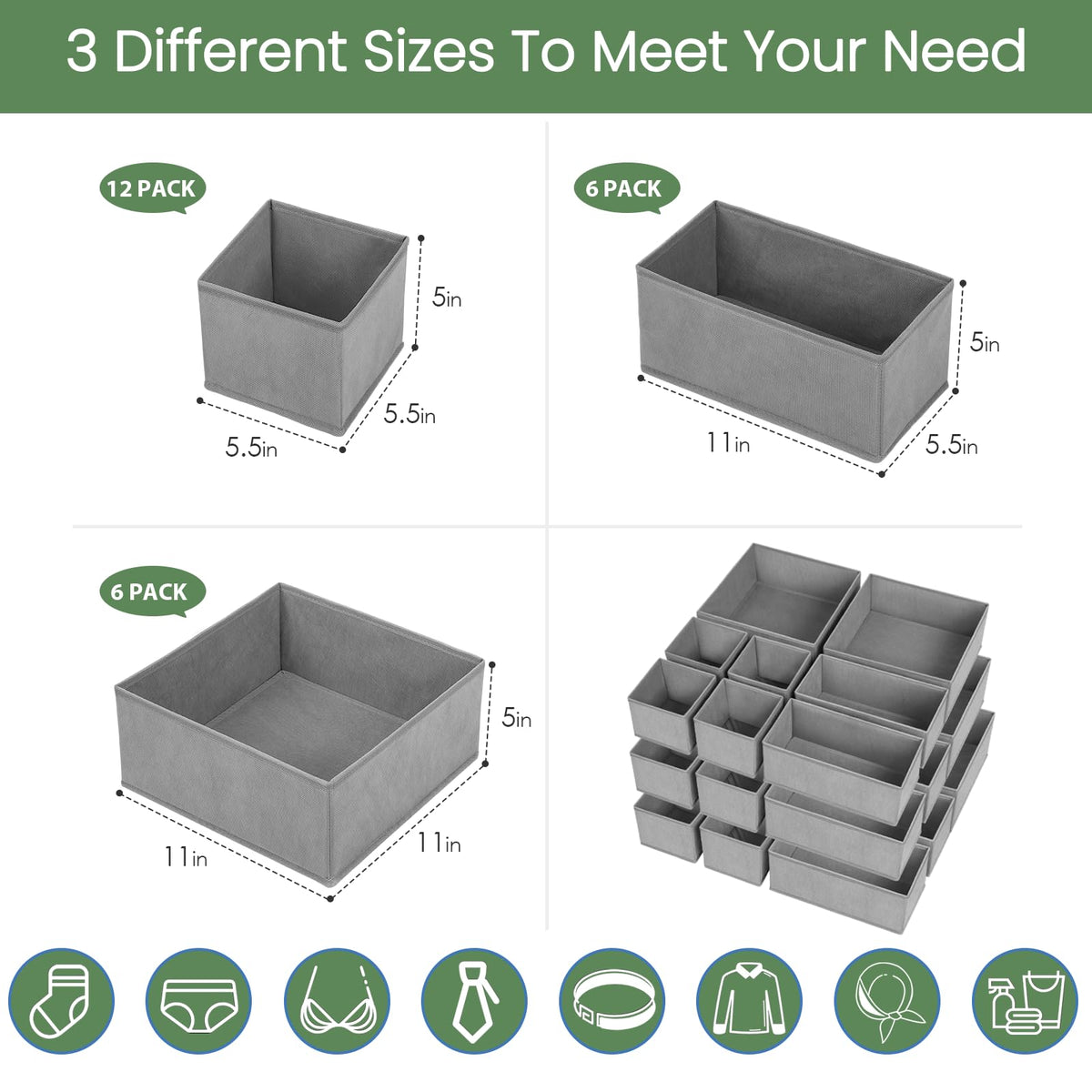 Drawer Organizer Clothes (24 Count)