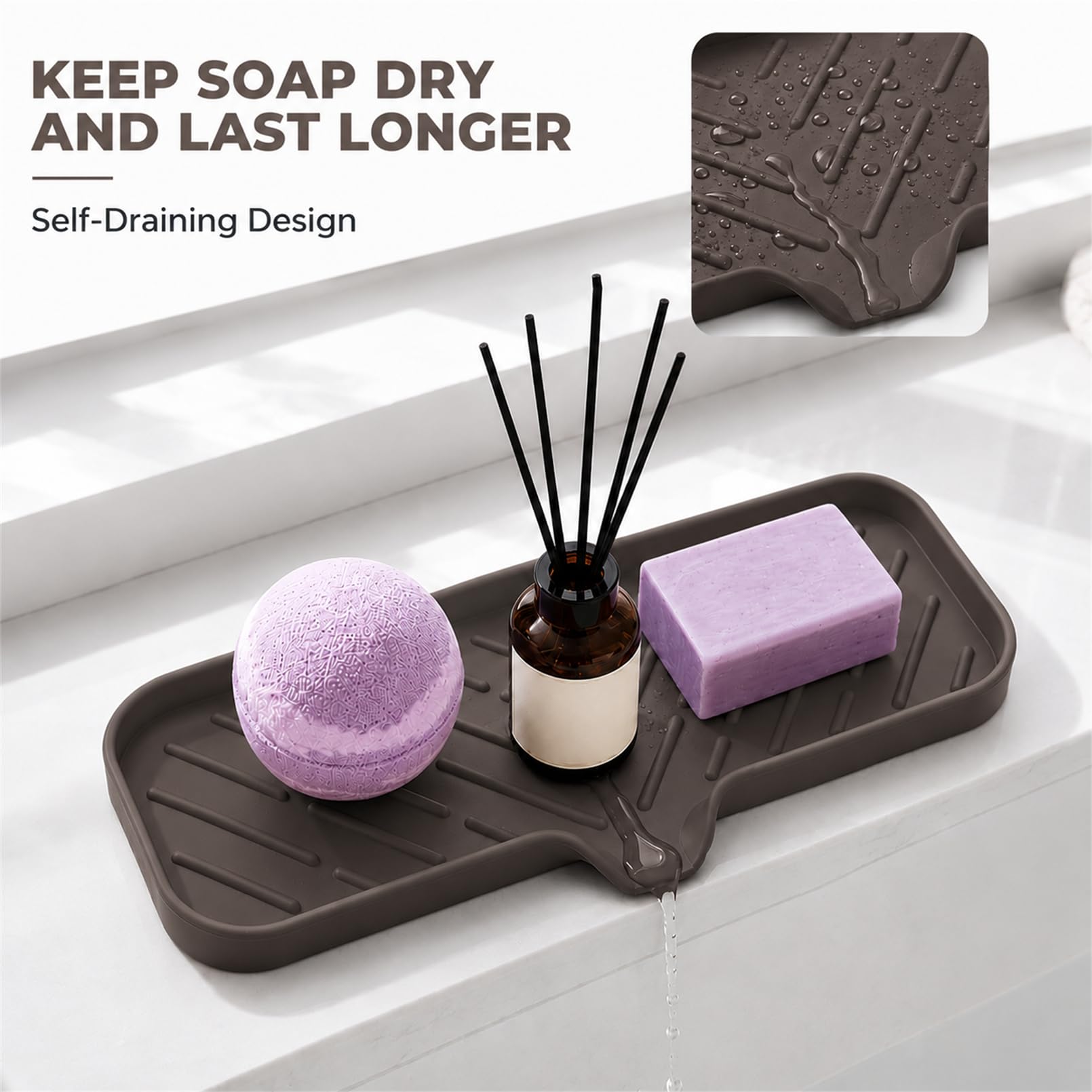Silicone Soap Dish with Drain Spout