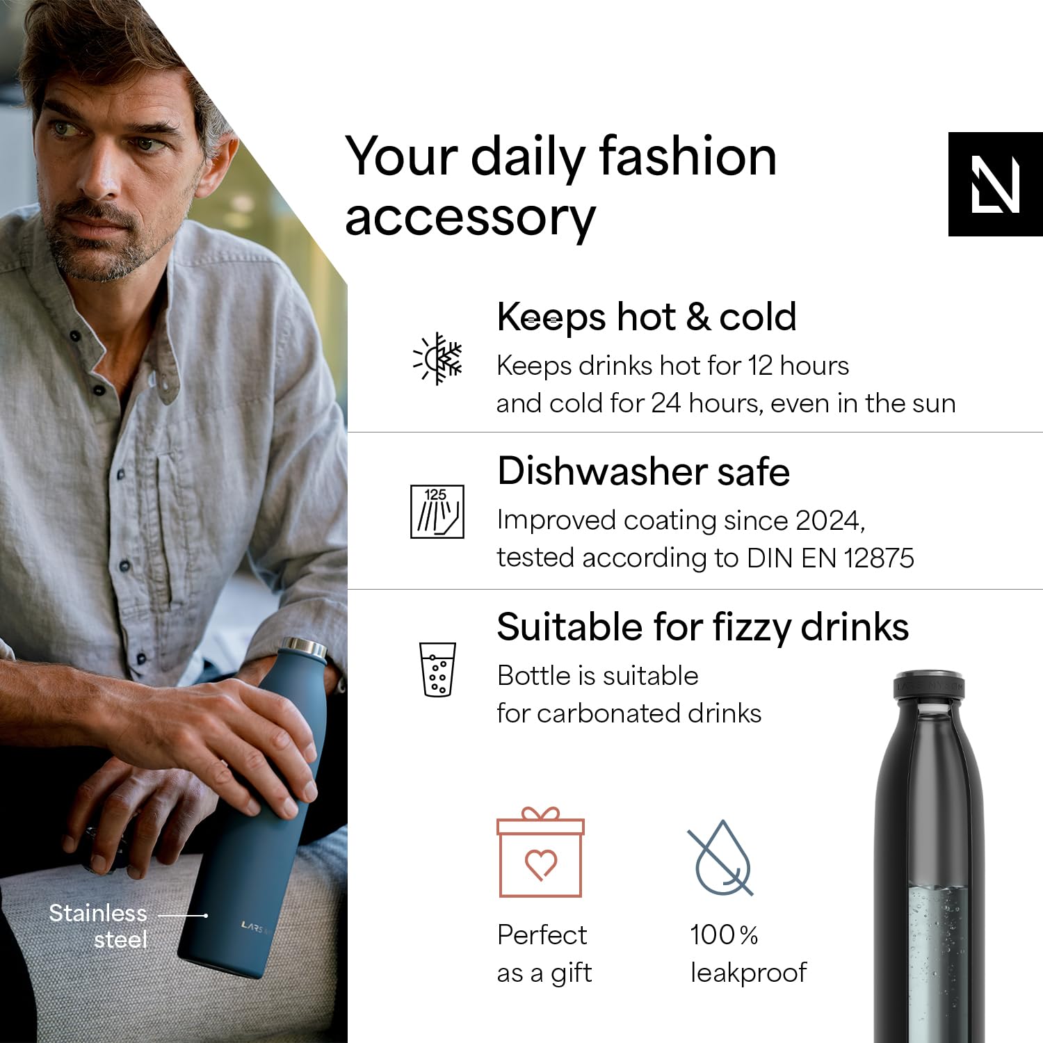 Stainless Steel Insulated Water Bottle 12oz 17oz 25oz 34oz 51oz