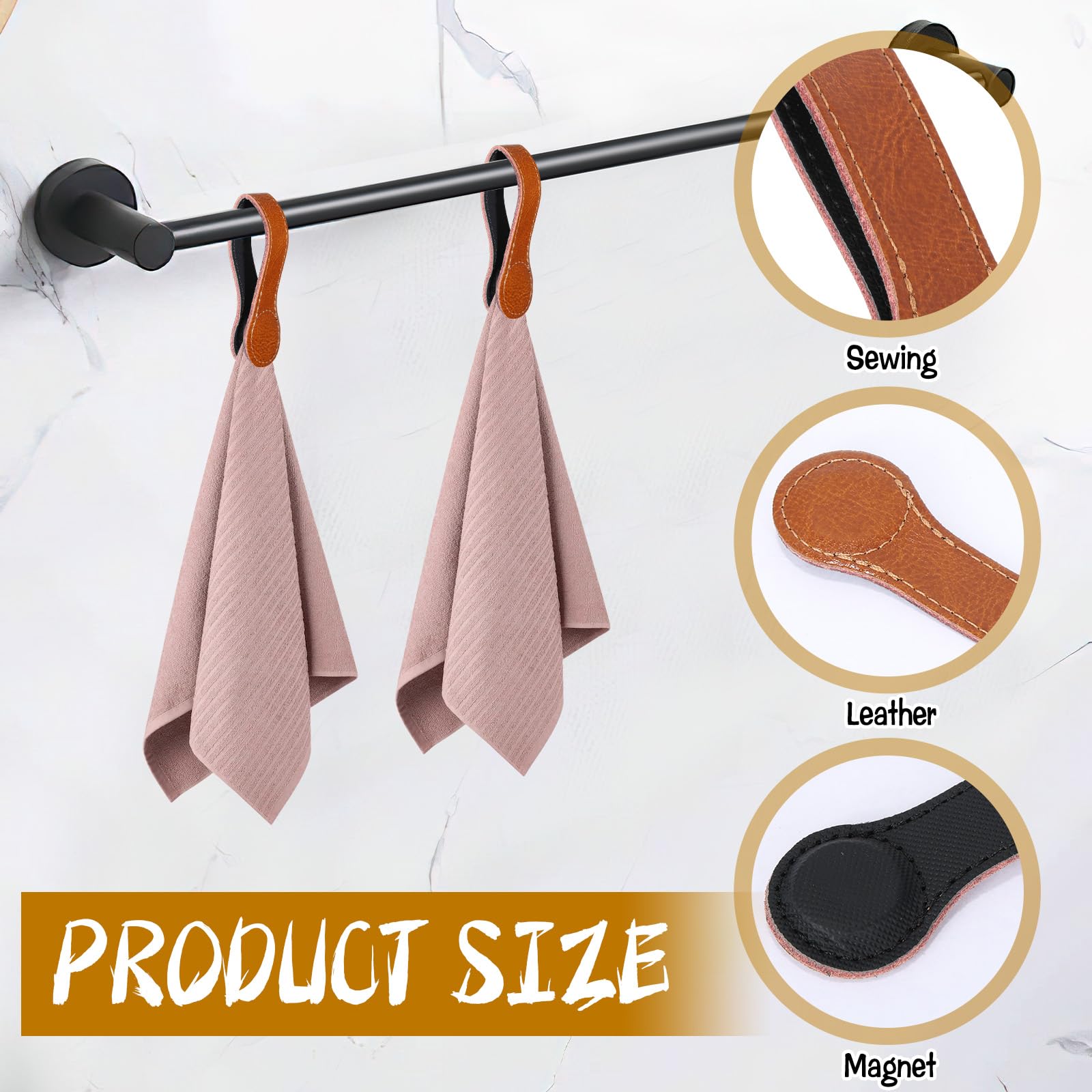 4 PCS Genuine Leather Towel Clips for Kitchen (4 Count)