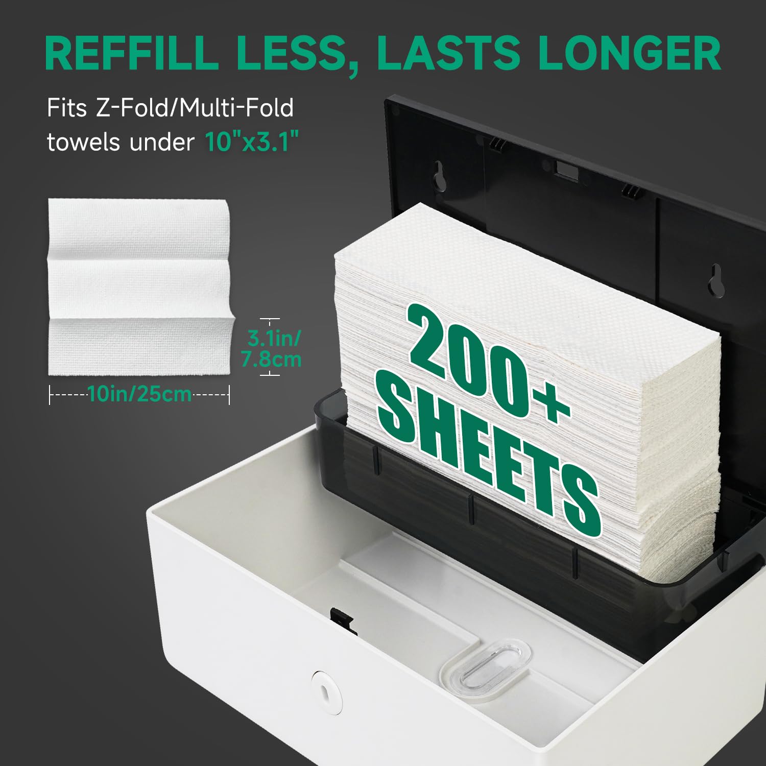 200 Sheet Paper Towel Dispenser Wall Mount (200 Count)