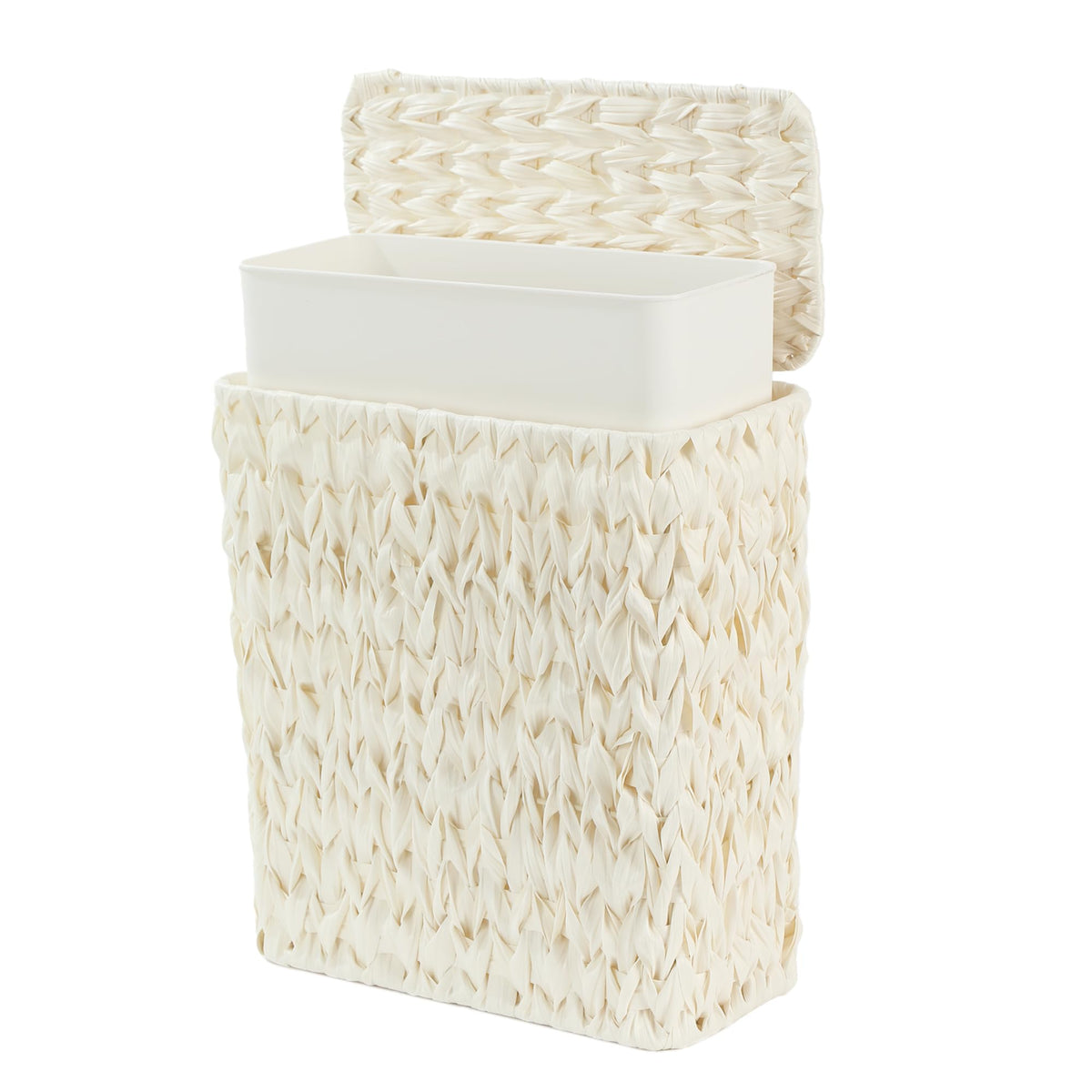 Wicker Trash Can with Lid and Liner