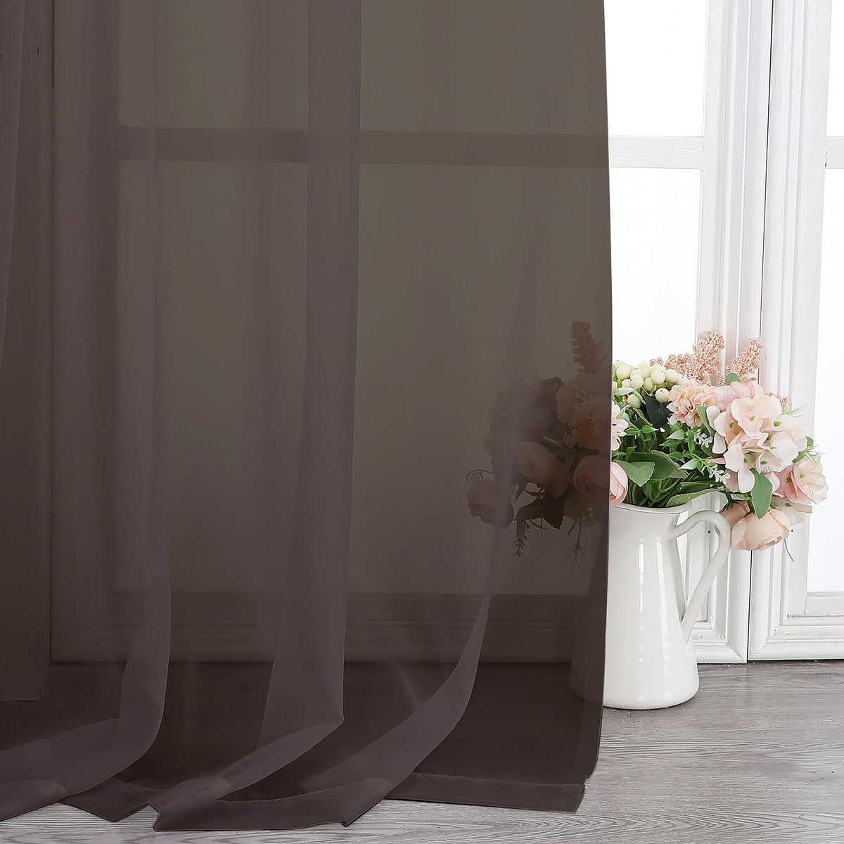 Sheer Chocolate Brown Curtains 90 inches Long 2 Panels (2 Count)
