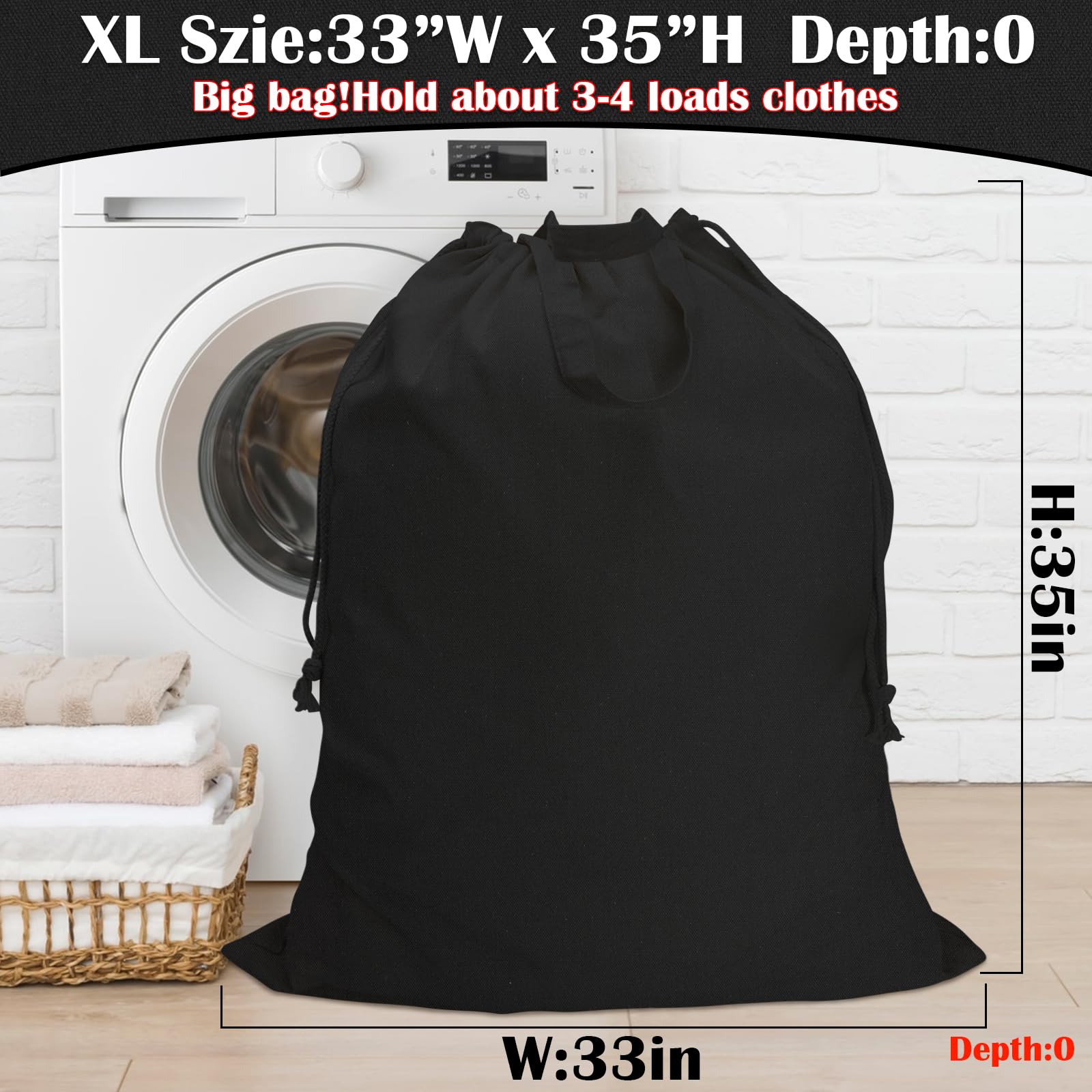 Canvas Laundry Bag 33"Wx 35"H