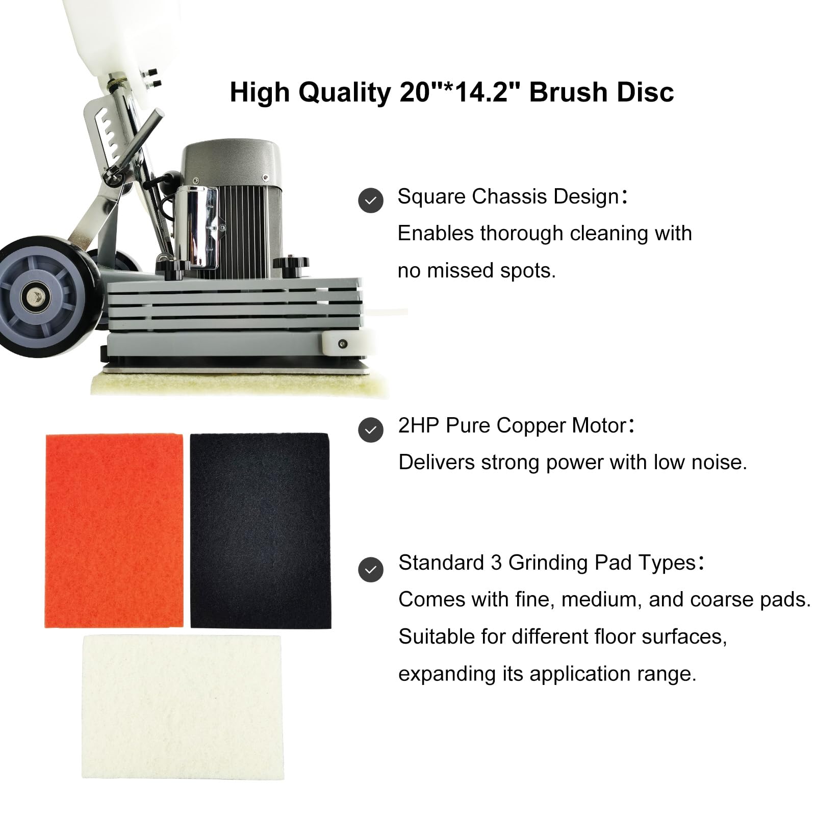 Floor Scrubber Grinding Machine 3.43Gal Floor Polishing Machine 2834RPM Commercial and Industrial Square Chassis Multi