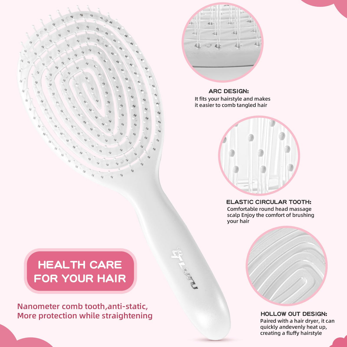 8" Silicone Shower Squeegee for Glass Doors with Silver Hair Comb Set