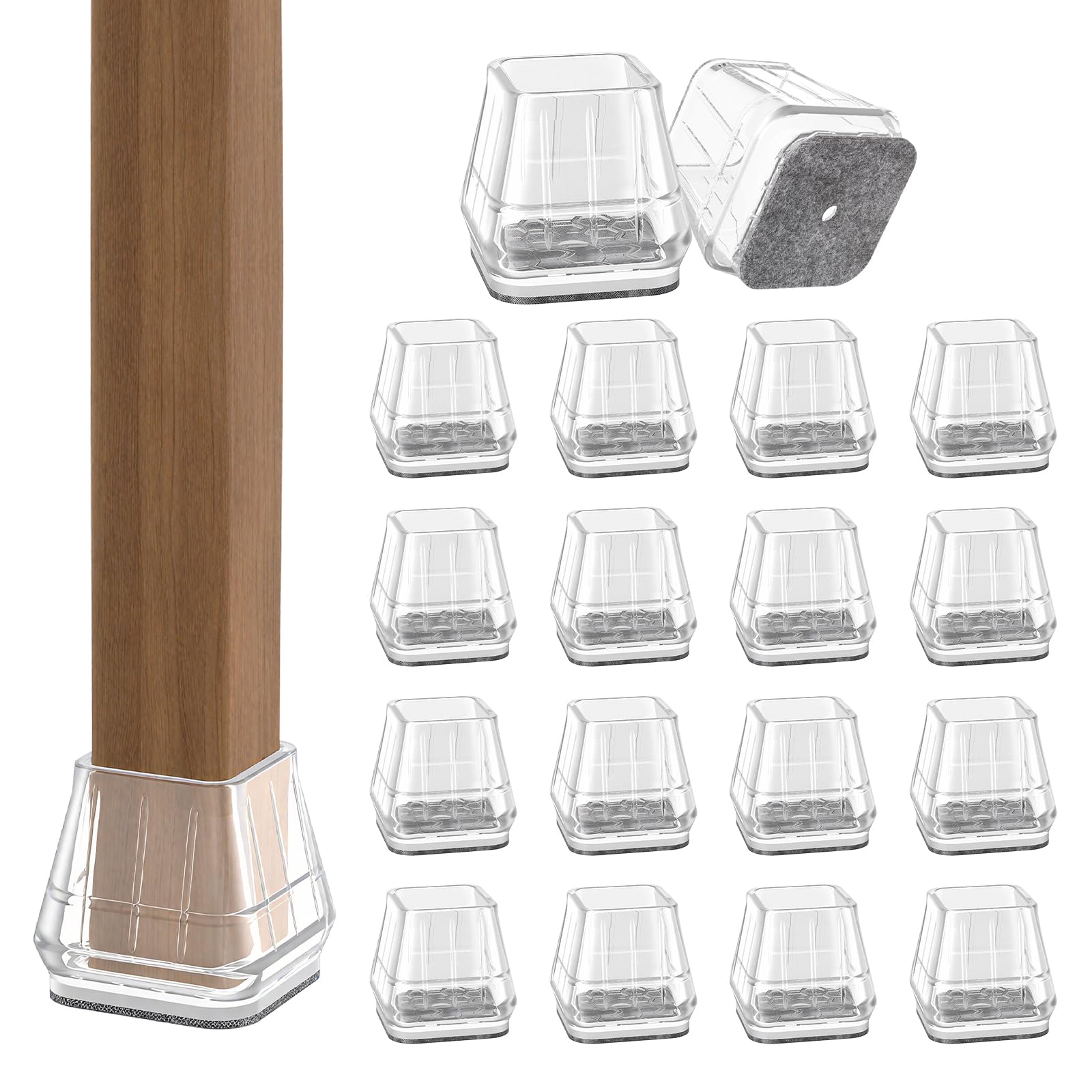 24PCS Square Chair Leg Floor Protectors for Hardwood Floors (24 Count)