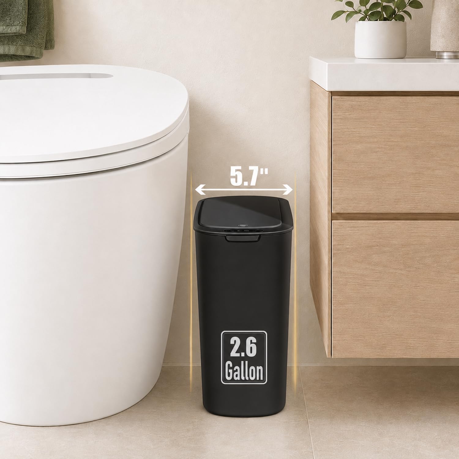 Automatic Small Bathroom Trash Can with Lid