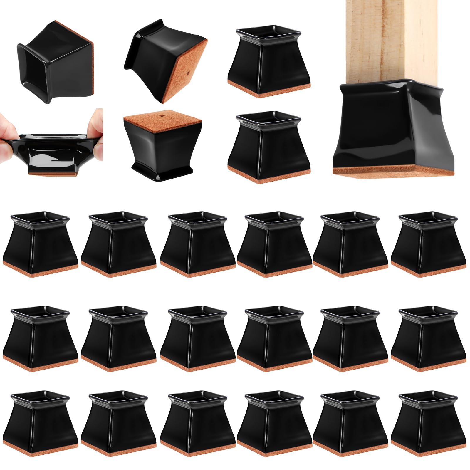 24 Pack Square Chair Leg Floor Protectors for Hardwood Floors (24 Count)