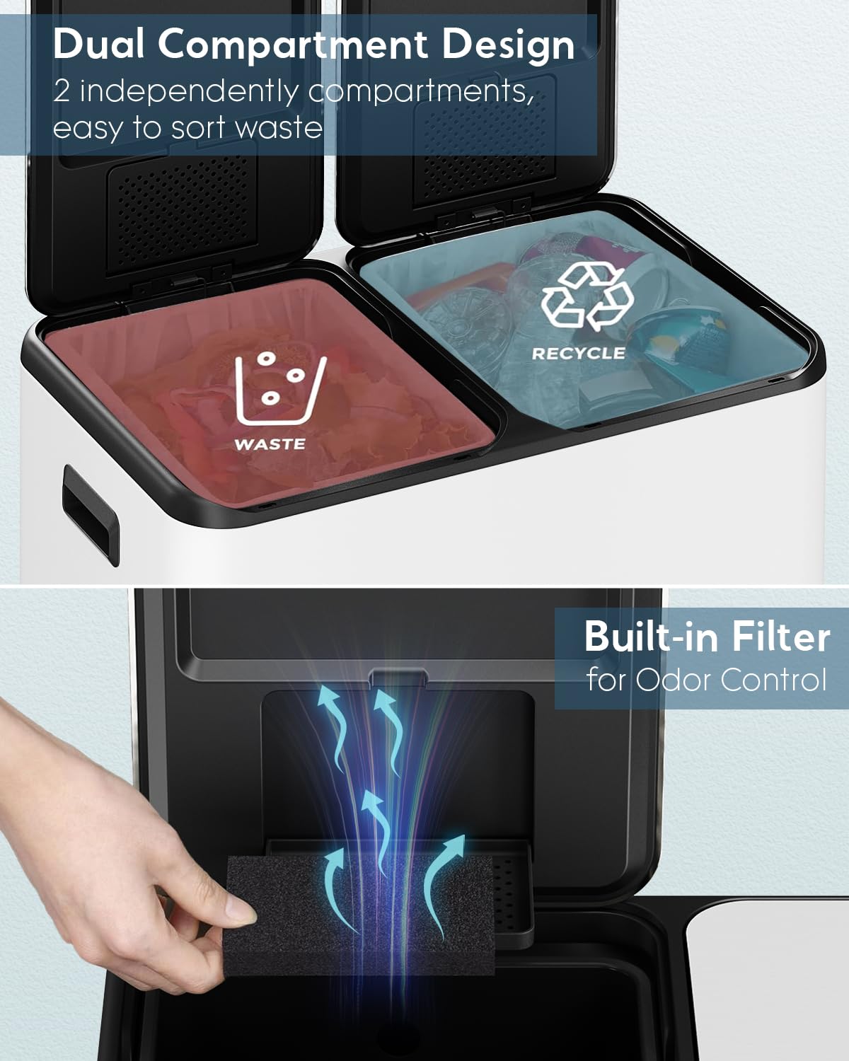16Gal Dual Trash Can w (2 Count)