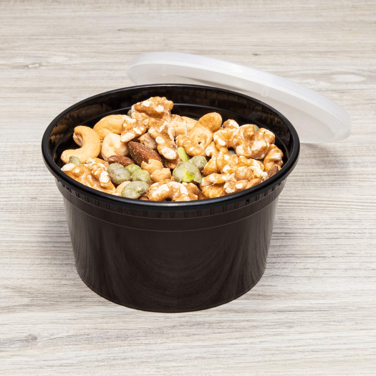 12oz 240 ct Black PP Injection Molded Round Deli Containers with Lids (240 Count)