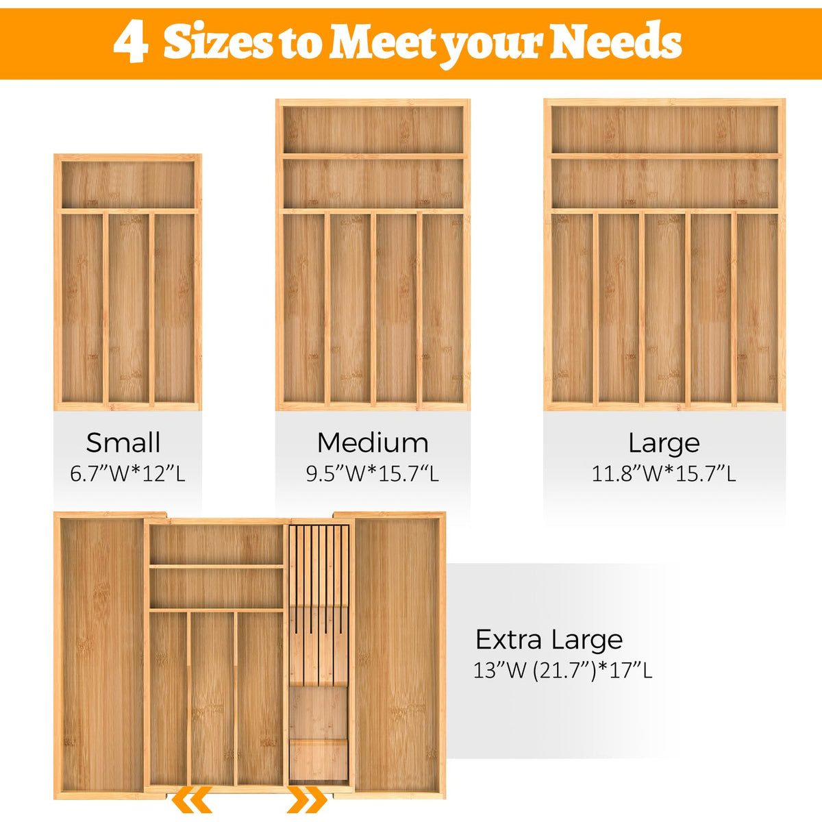 Bamboo Silverware Drawer Organizer