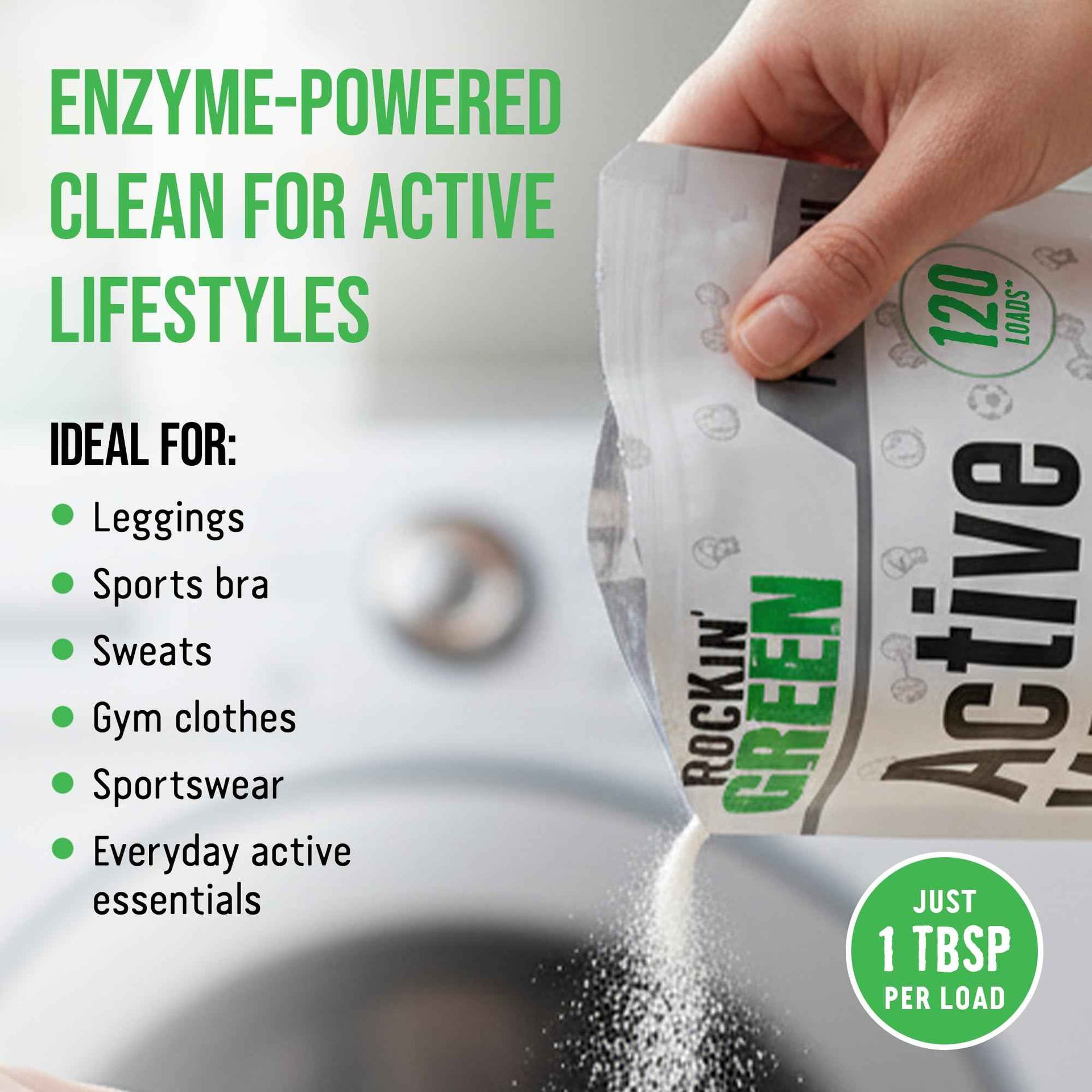 Active Wear Laundry Detergent Powder & Odor Eliminator for Sportswear & Workout Clothes (64 Ounce)