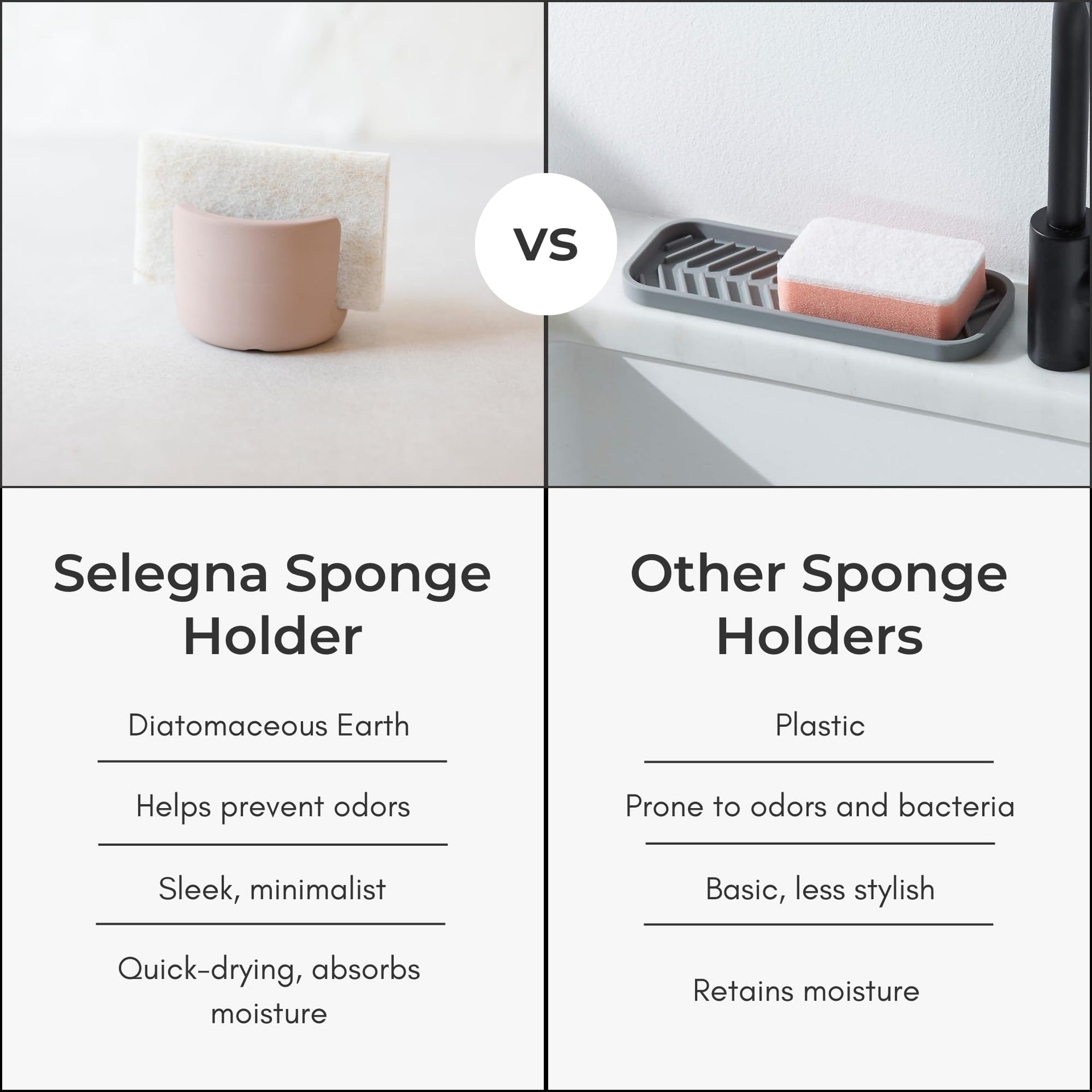Diatomite Stoneware Sponge Holder & Sink Caddy