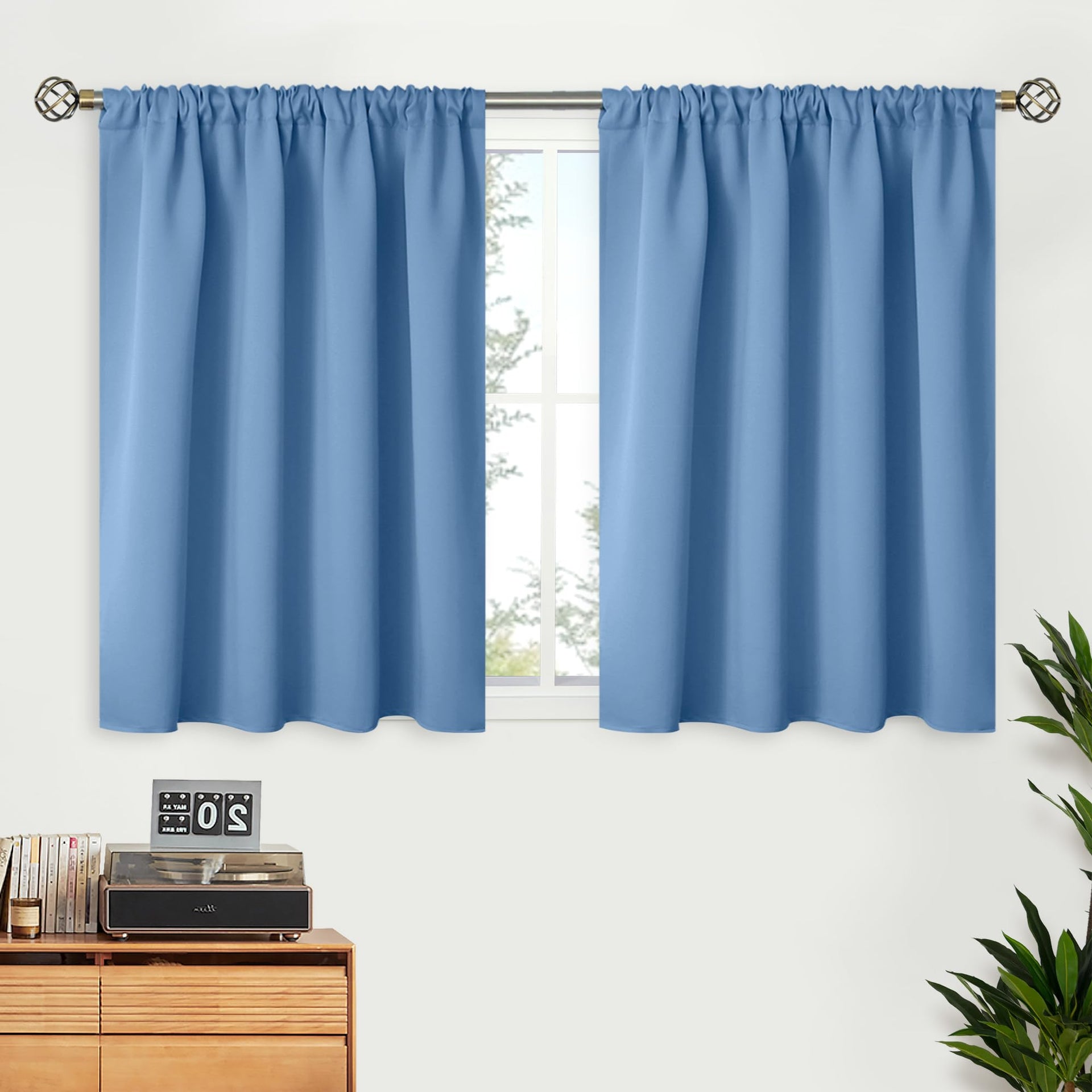 Denim Blue Blackout Curtains 36 Inches Long (2 Count)