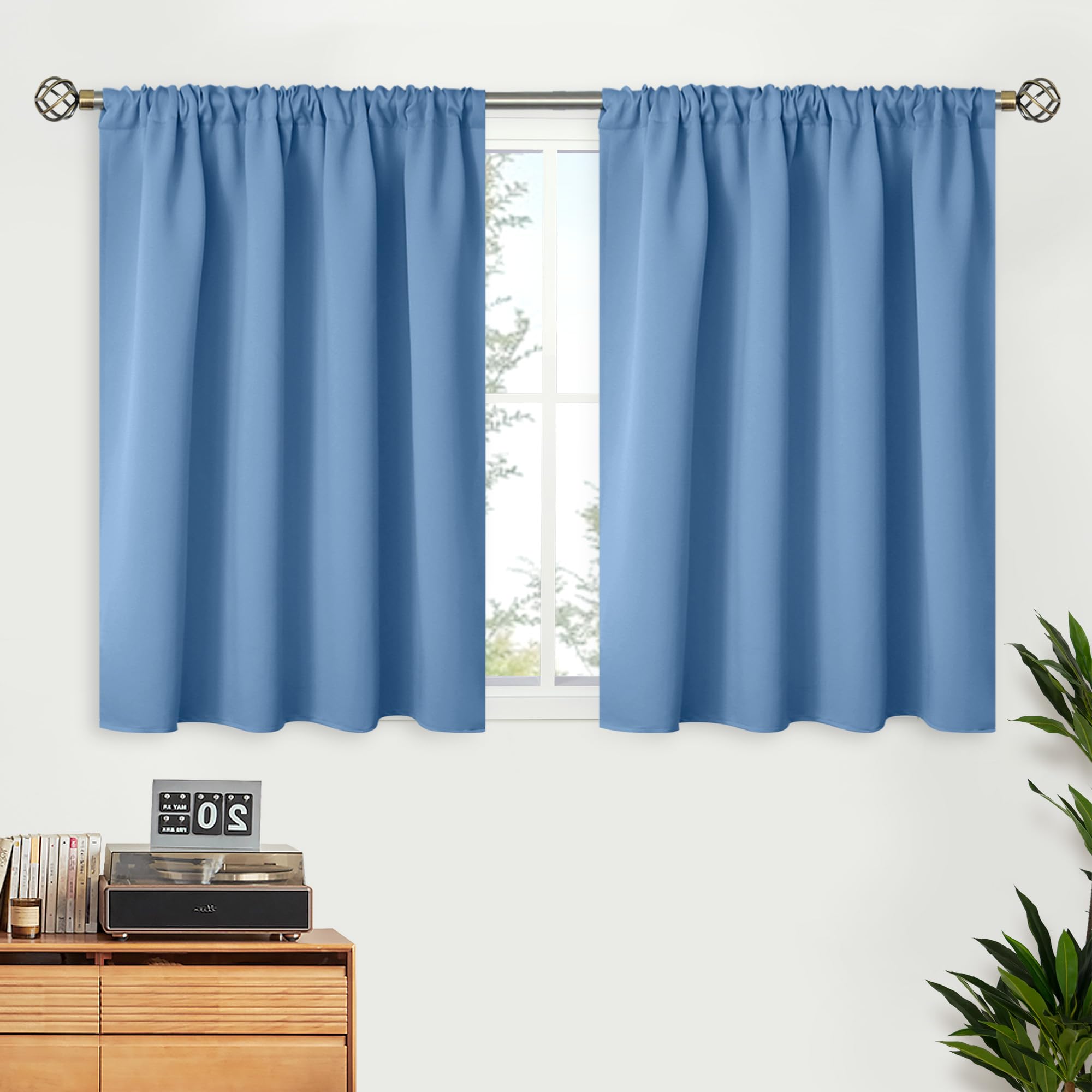 Denim Blue Blackout Curtains 36 Inches Long (2 Count)