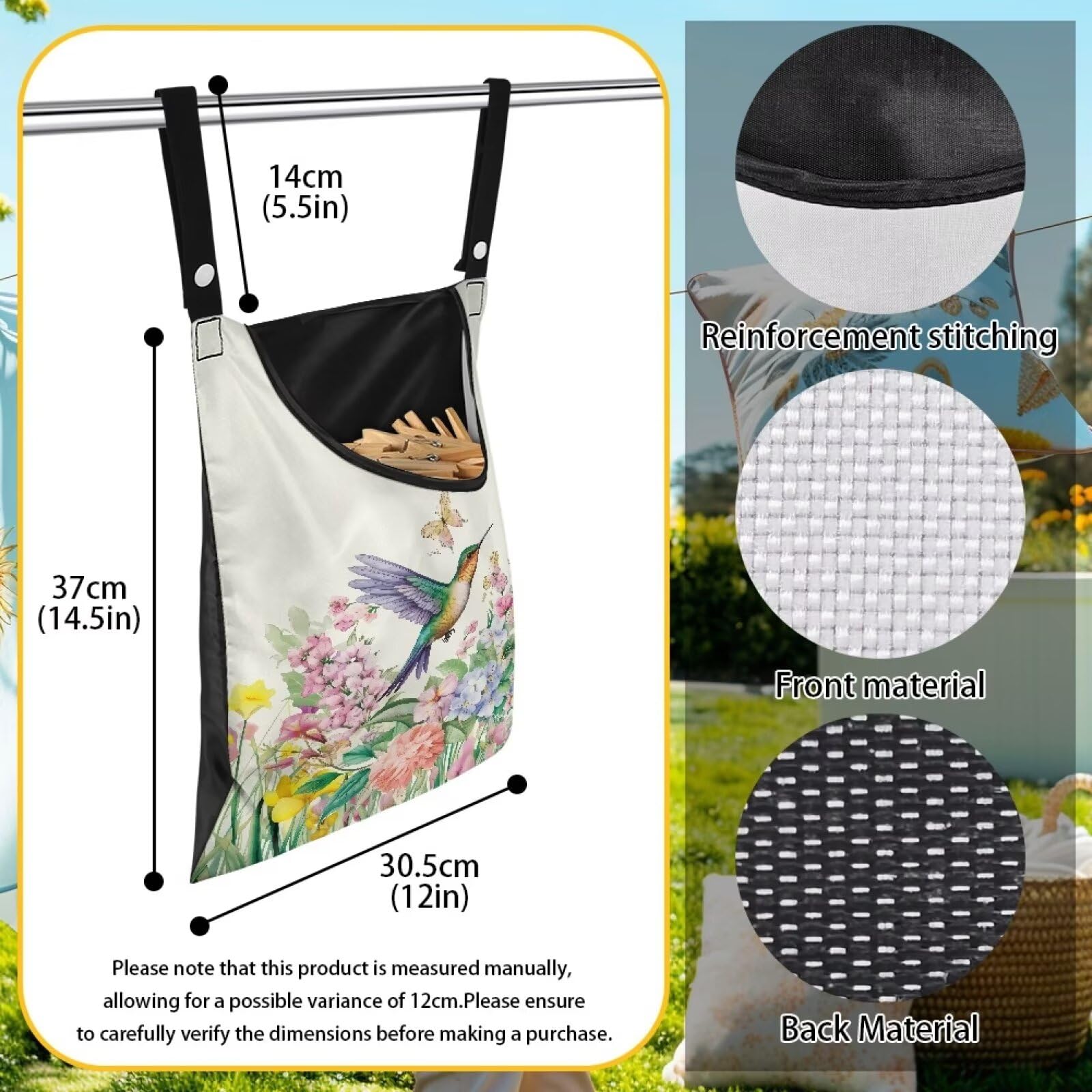 Hummingbird Handy Clothespin Bags Floral Space
