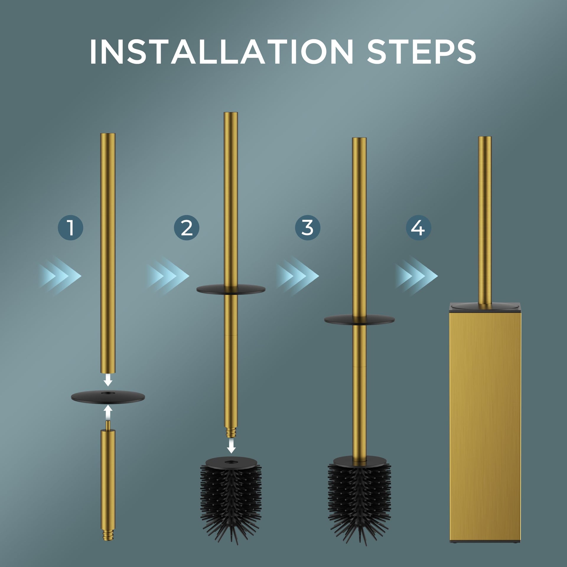 Stainless Steel Toilet Bowl Brush Scrubber and Holder Set Tall