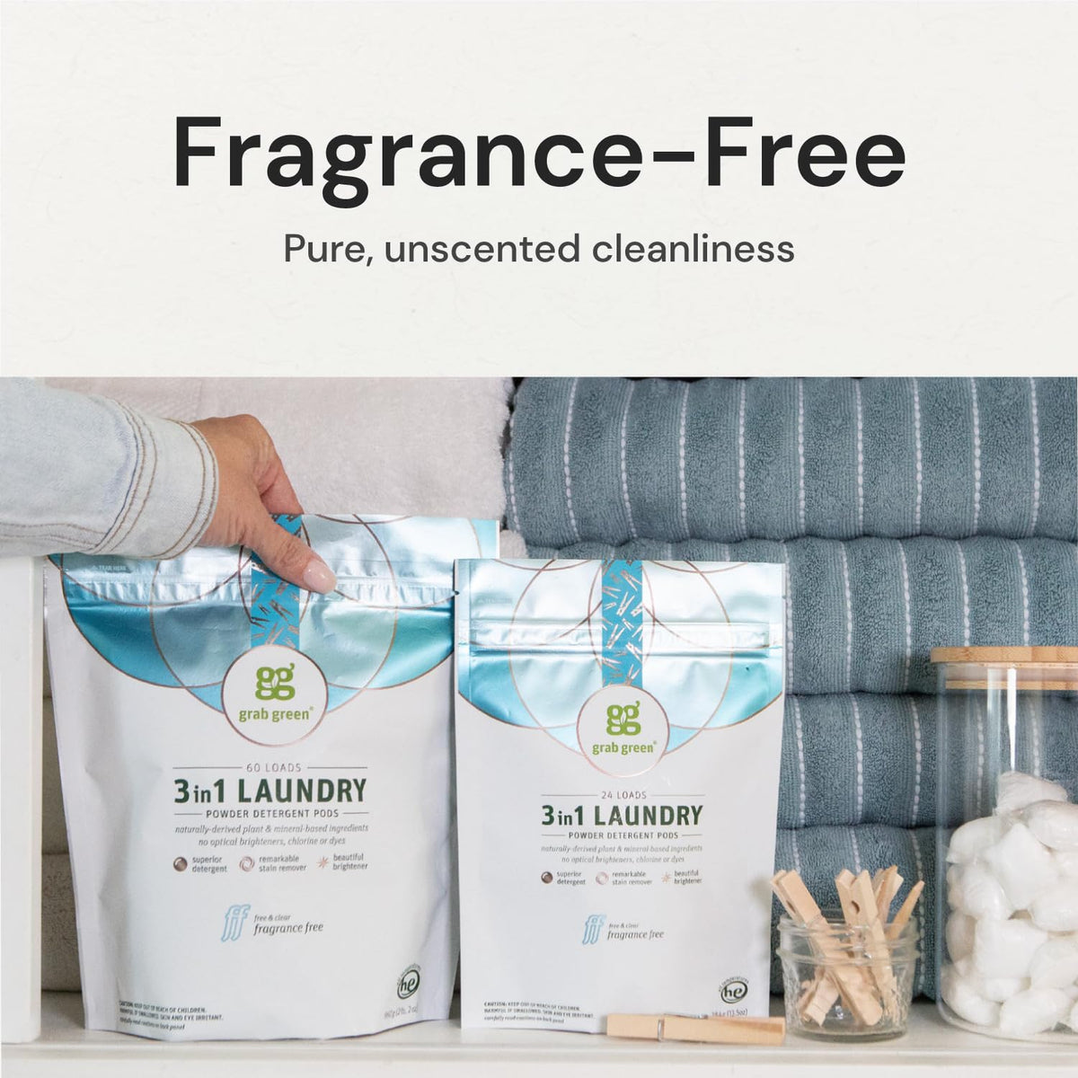 3-in-1 Laundry Detergent Pods, 132 Count, Fragrance Free
