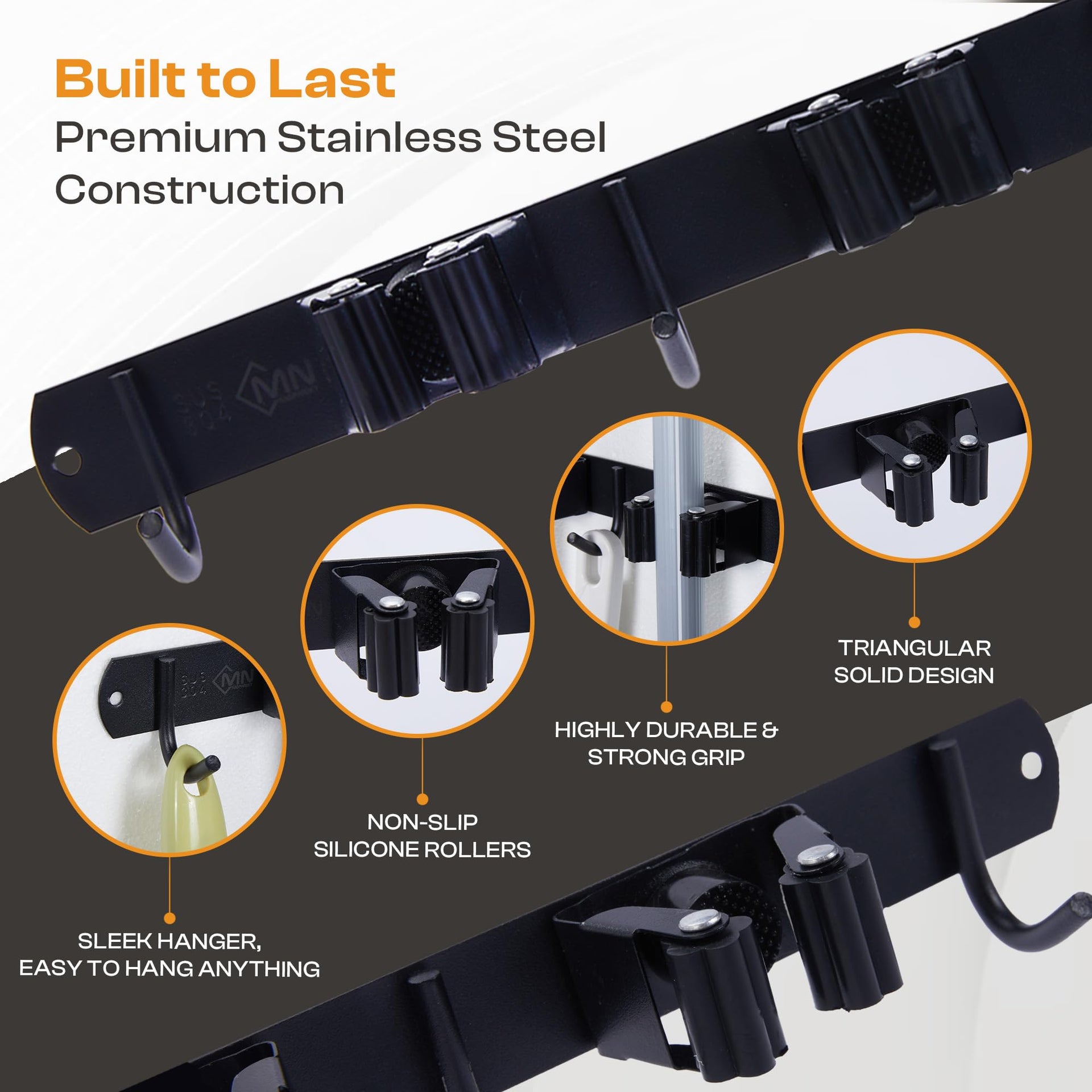 Stainless Steel Broom Holder Wall Mount