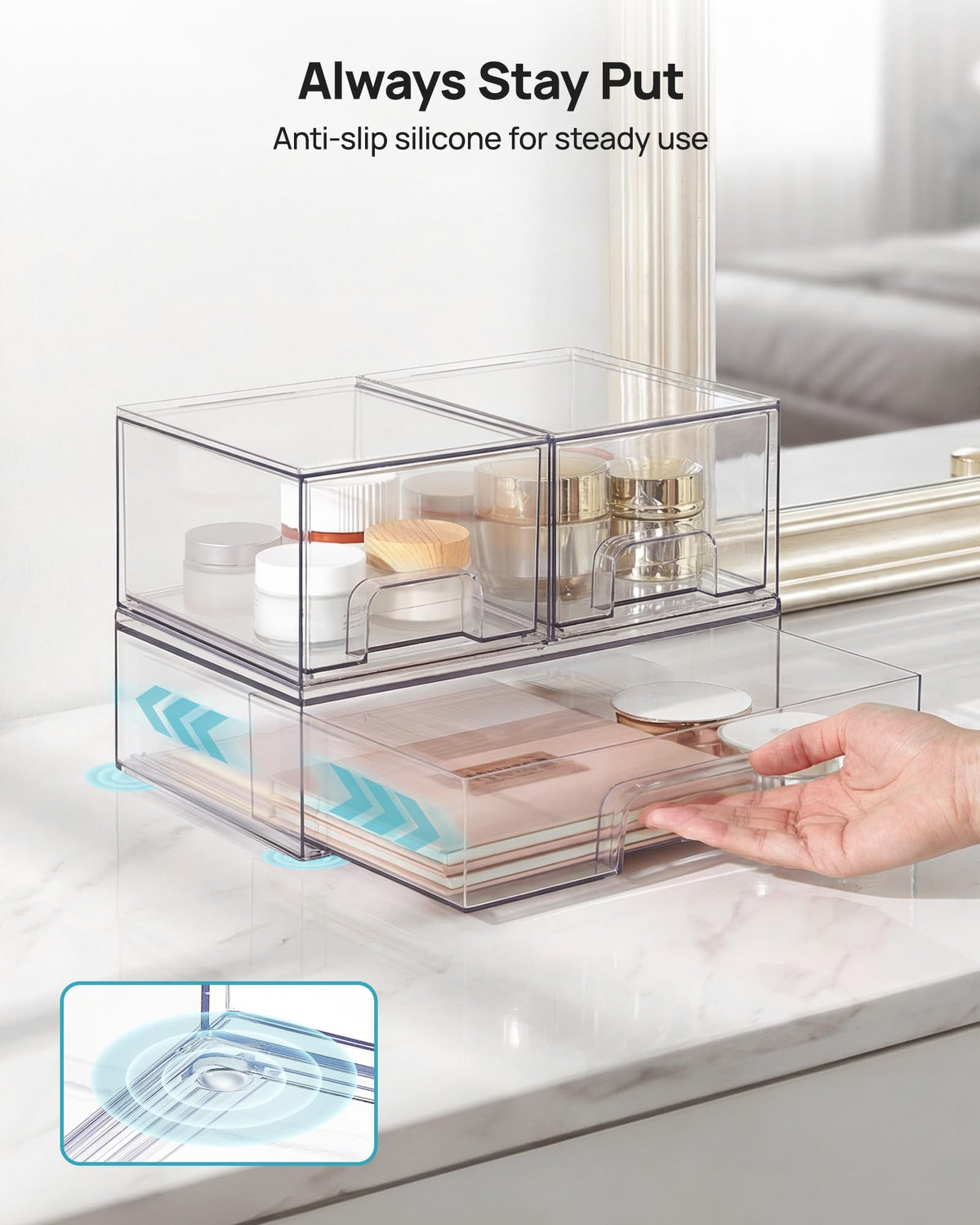 Clear Stackable Storage Drawers Set of 4 (4 Count)