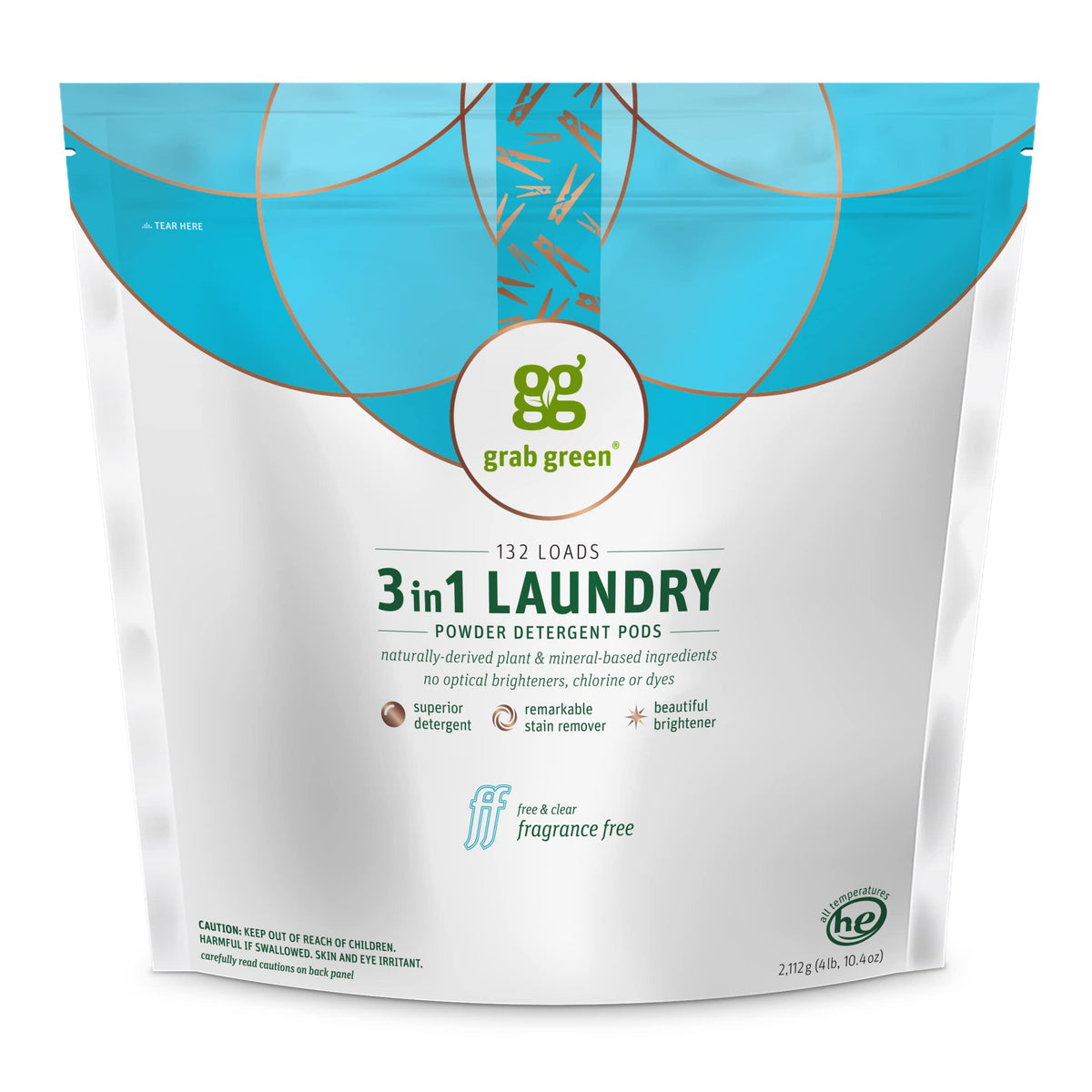 3-in-1 Laundry Detergent Pods, 132 Count, Fragrance Free