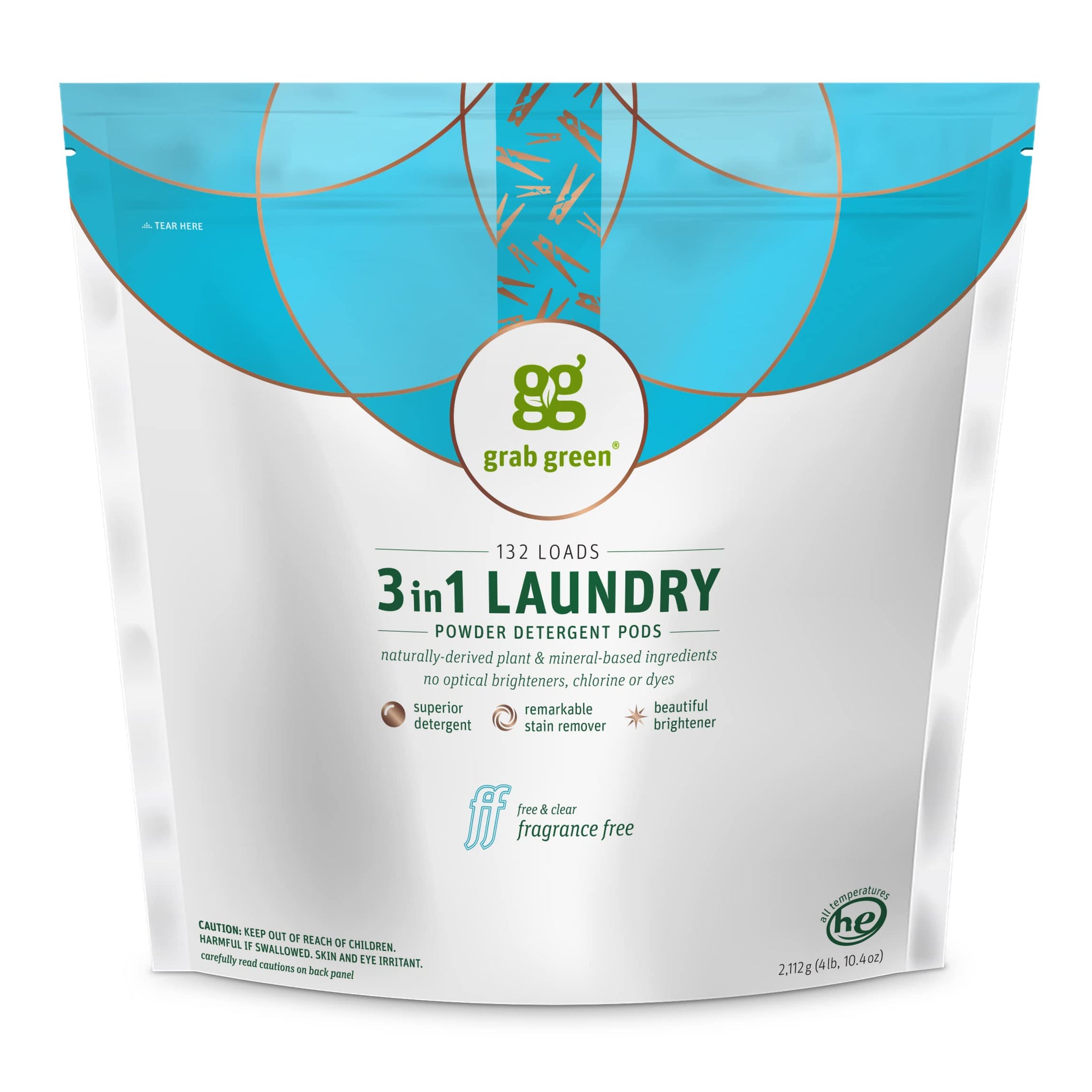 3-in-1 Laundry Detergent Pods, 132 Count, Fragrance Free