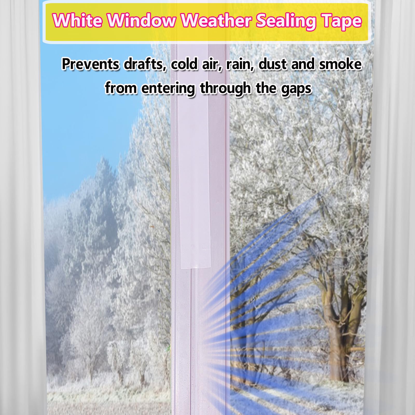 White Window Weather Sealing Tape 2Inch X 65Ft (65.5 Foot)