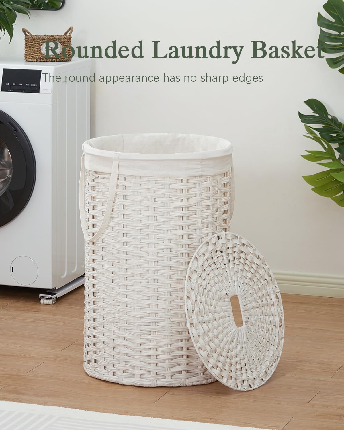 Large Laundry Hamper Laundry Basket Round 34.3 Gal PE