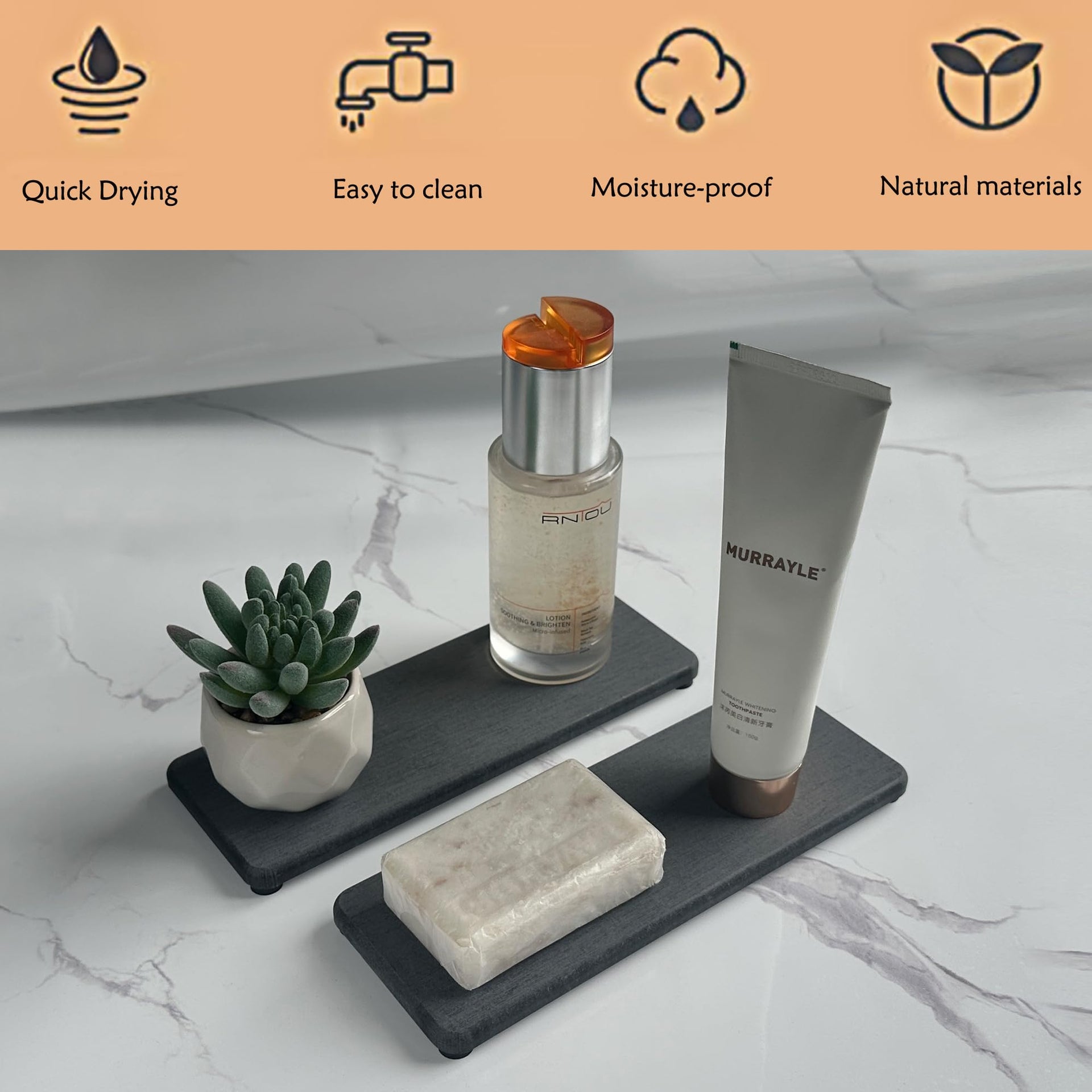 2 Pcs Sink Stone Soap Trays (2 Count)
