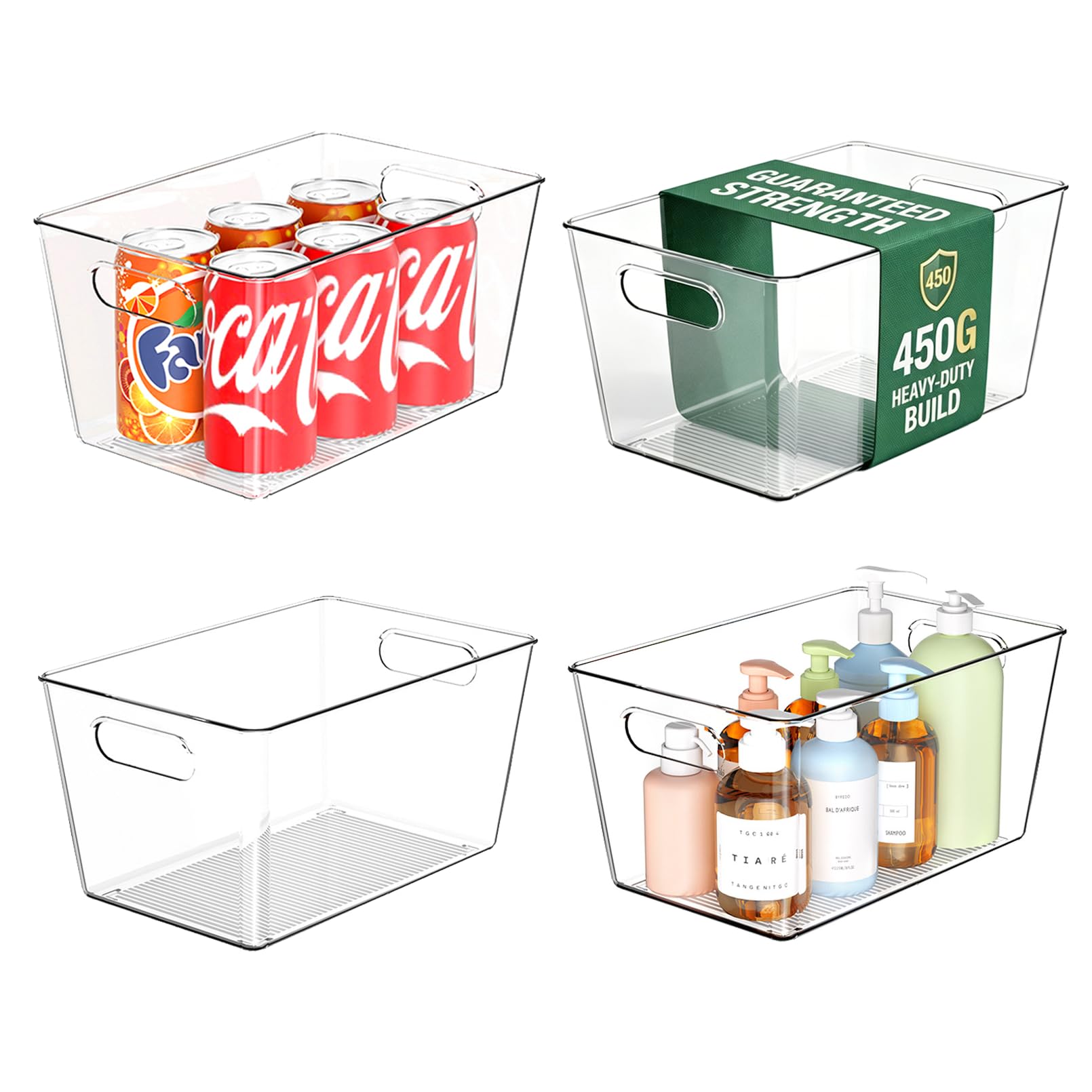 4 Pack Large Clear Plastic Storage Bins (6 Count)