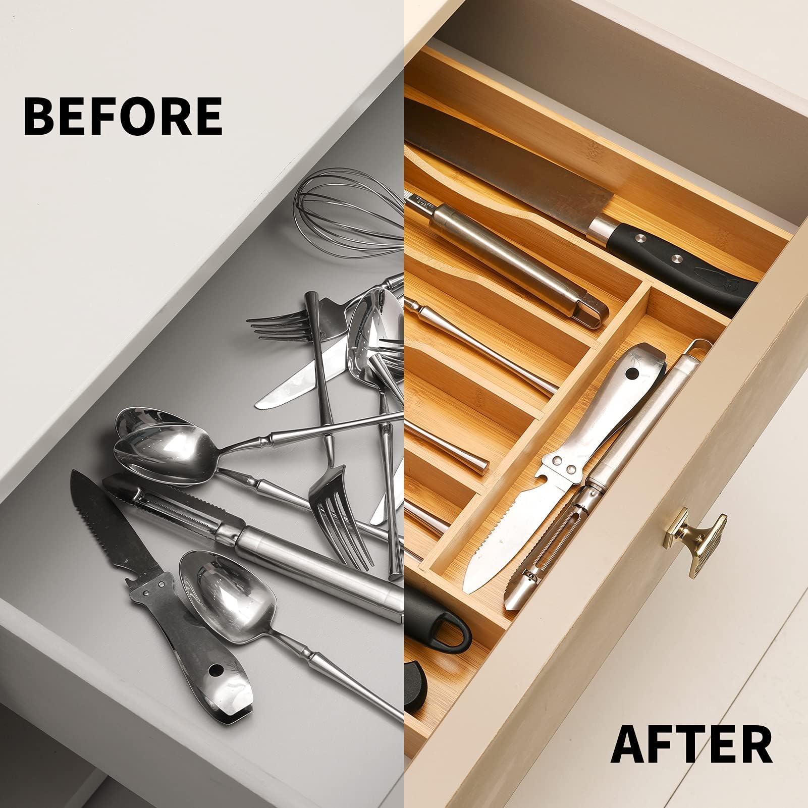 2 Piece Bamboo Silverware Organizer (2 Count)
