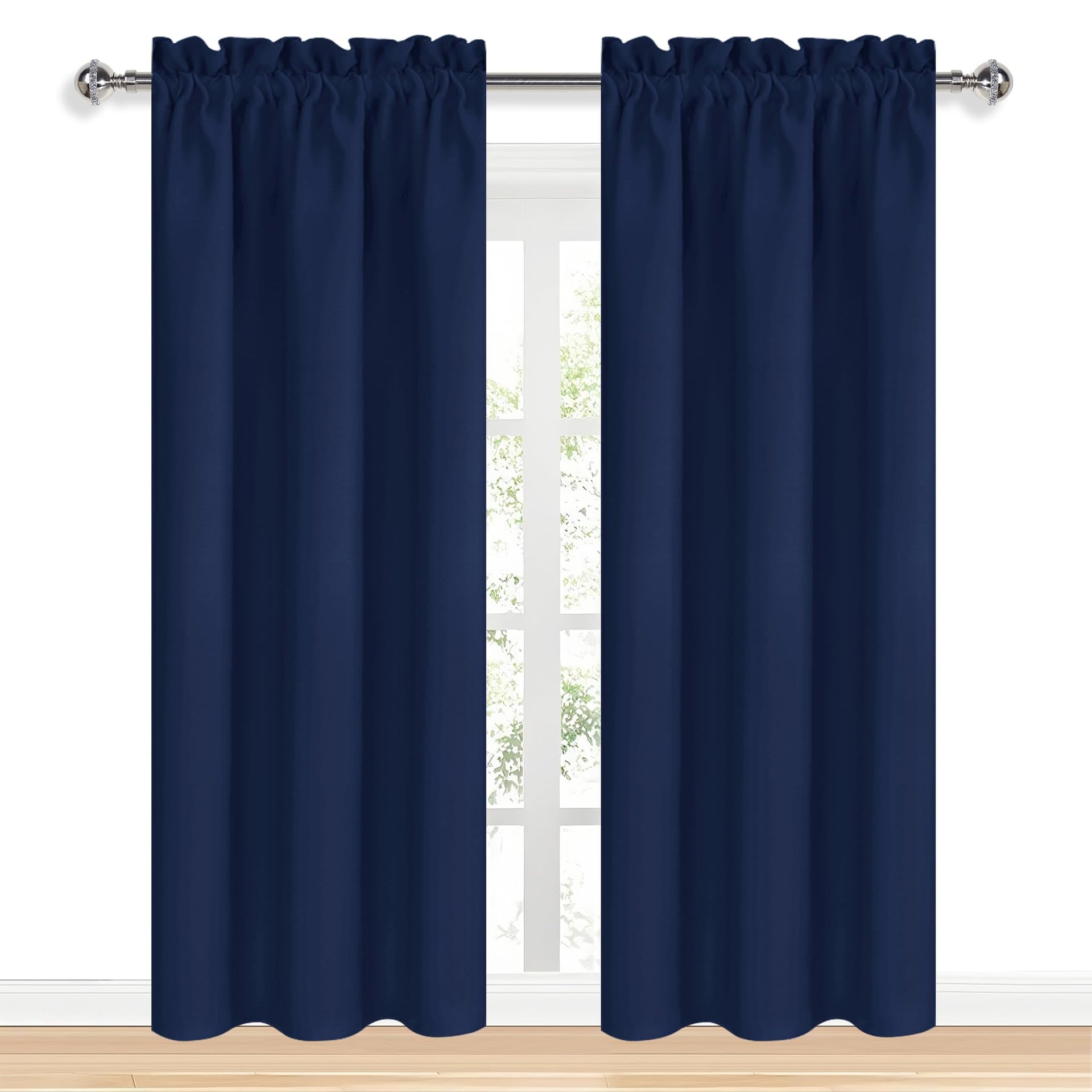 Blackout Curtains for Bedroom 38 x 84 Inch Long Navy Blue 2 Panels (2 Count)