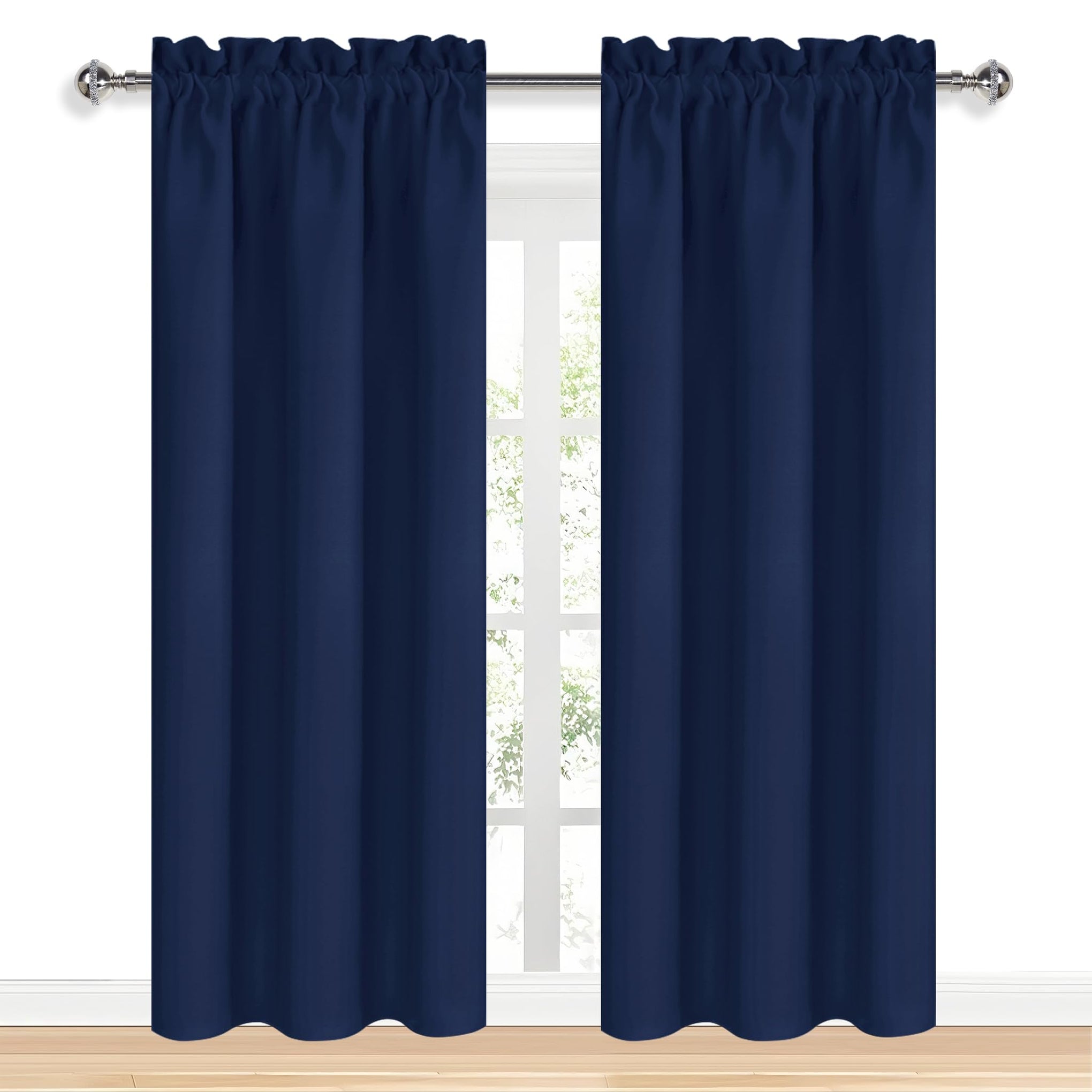 Blackout Curtains for Bedroom 38 x 84 Inch Long Navy Blue 2 Panels (2 Count)