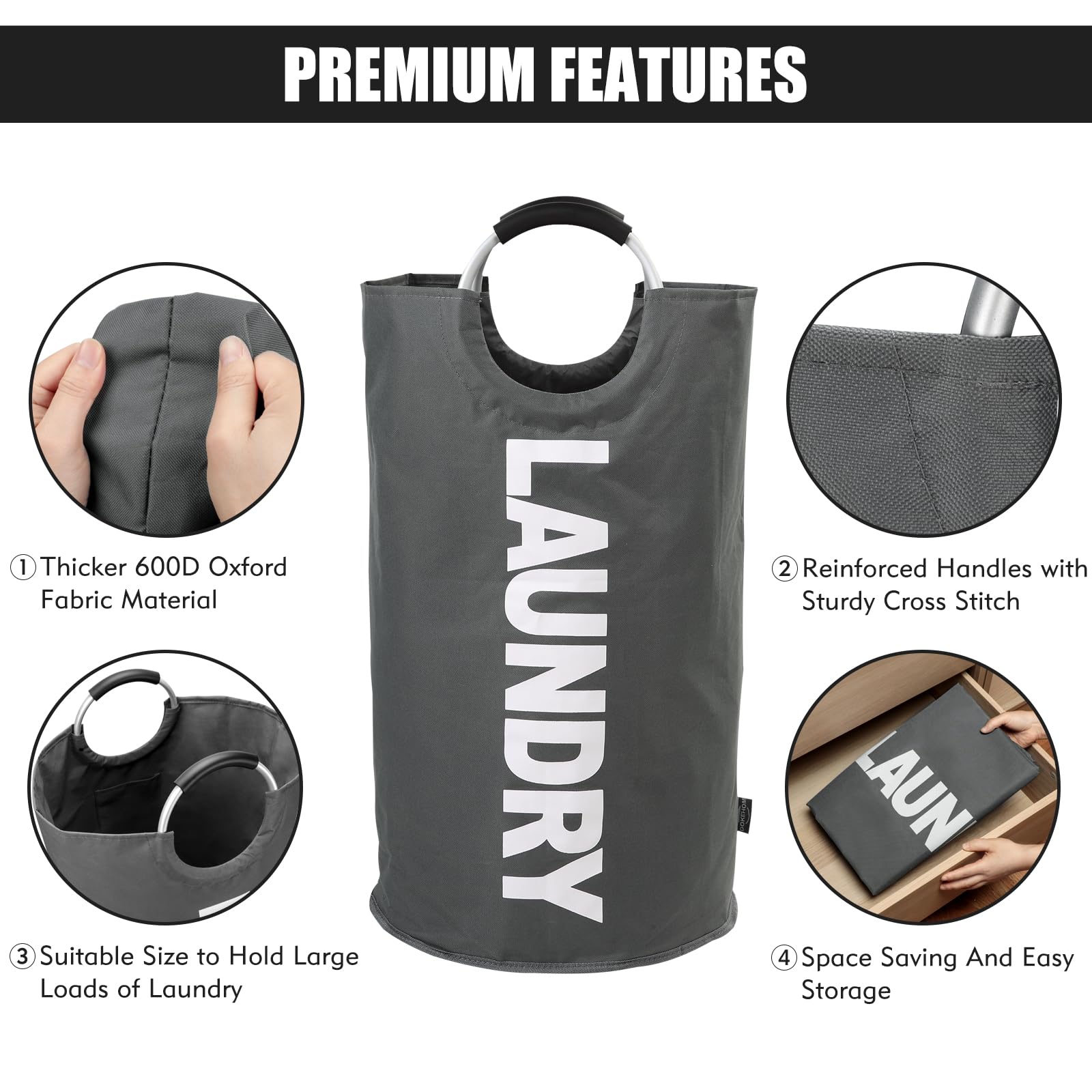 125L X Large Collapsible Washing Laundry Basket Bag - ModHome Supplies