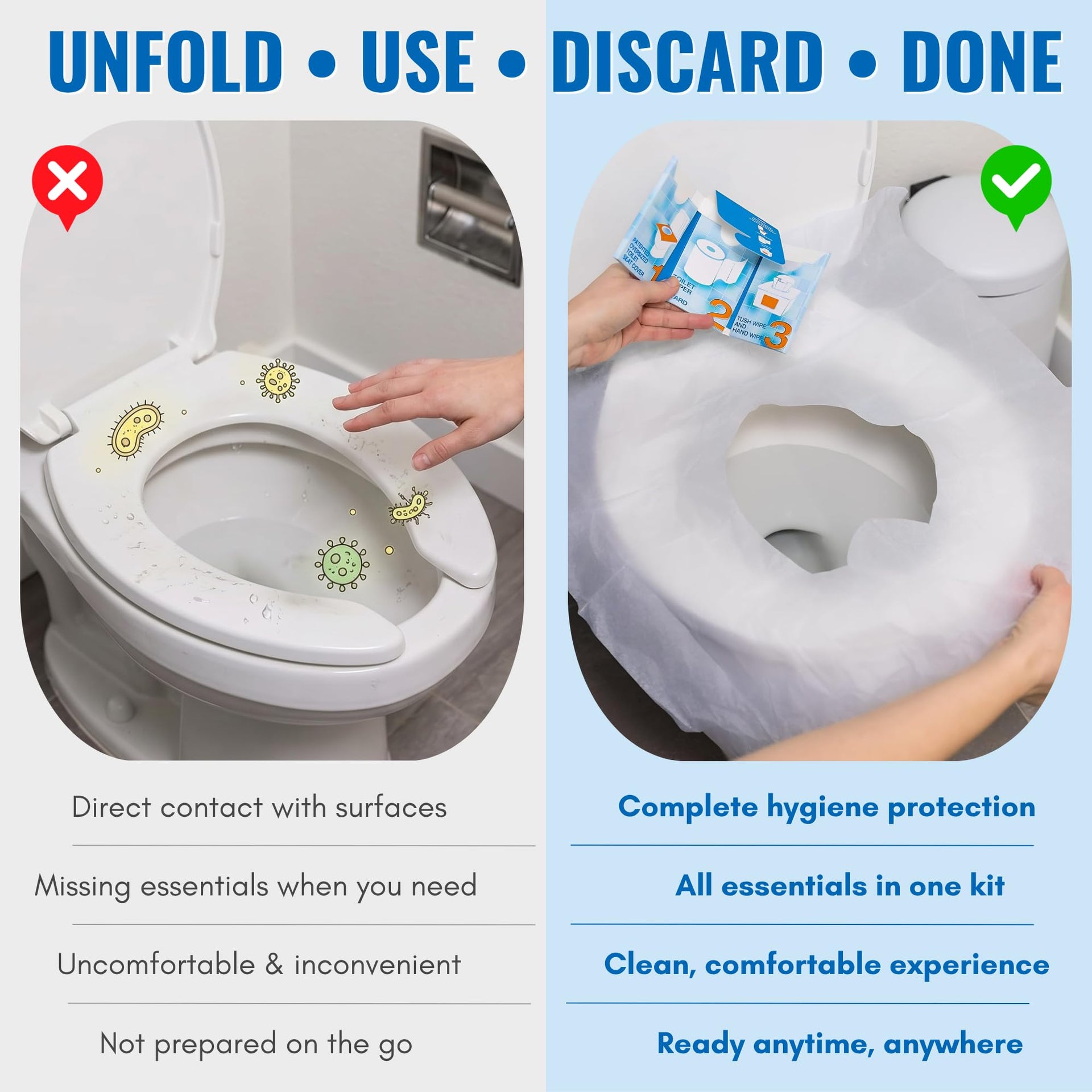 12 Pack Portable Disposable Toilet Seat Cover for Travel (12 Count)