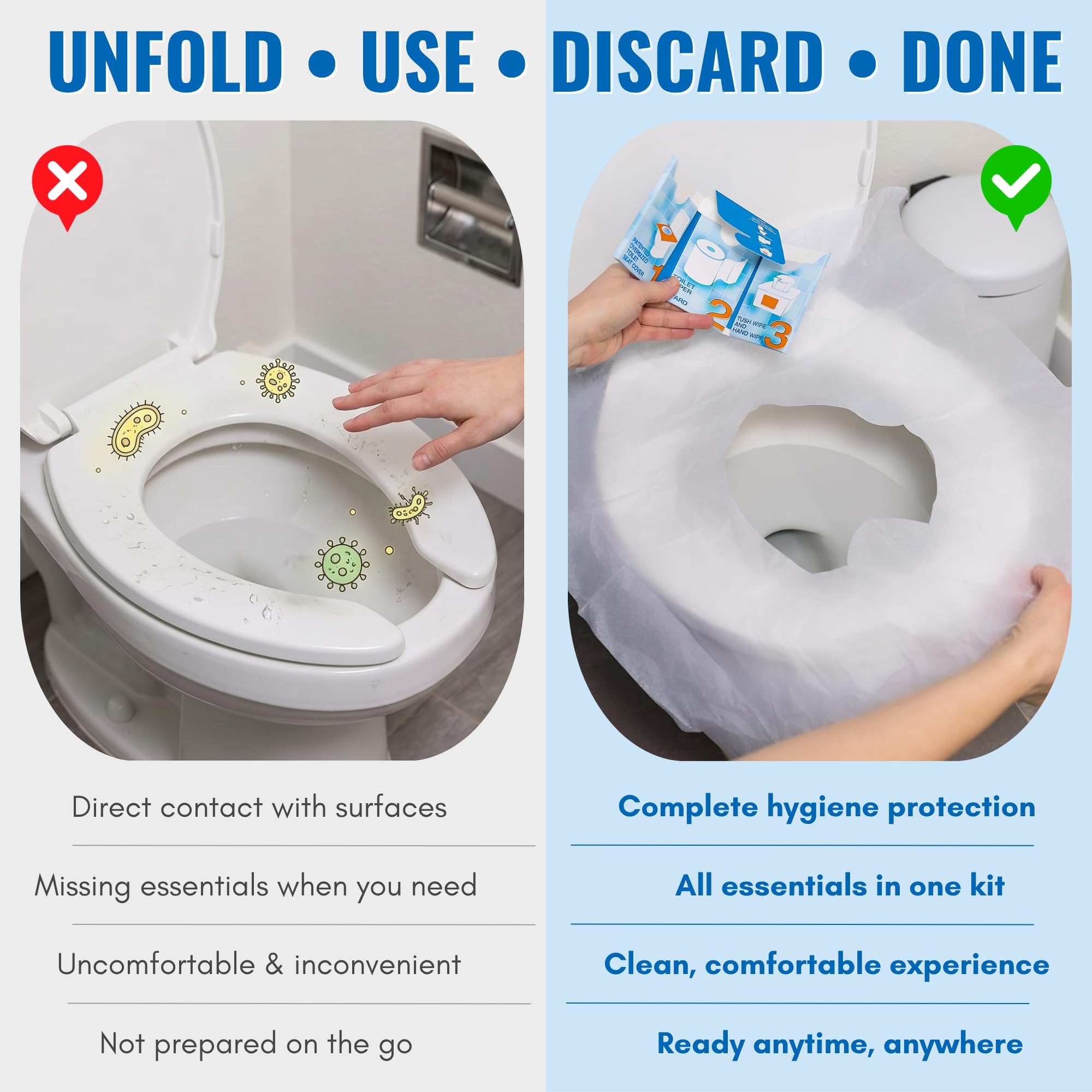 12 Pack Portable Disposable Toilet Seat Cover for Travel (12 Count)
