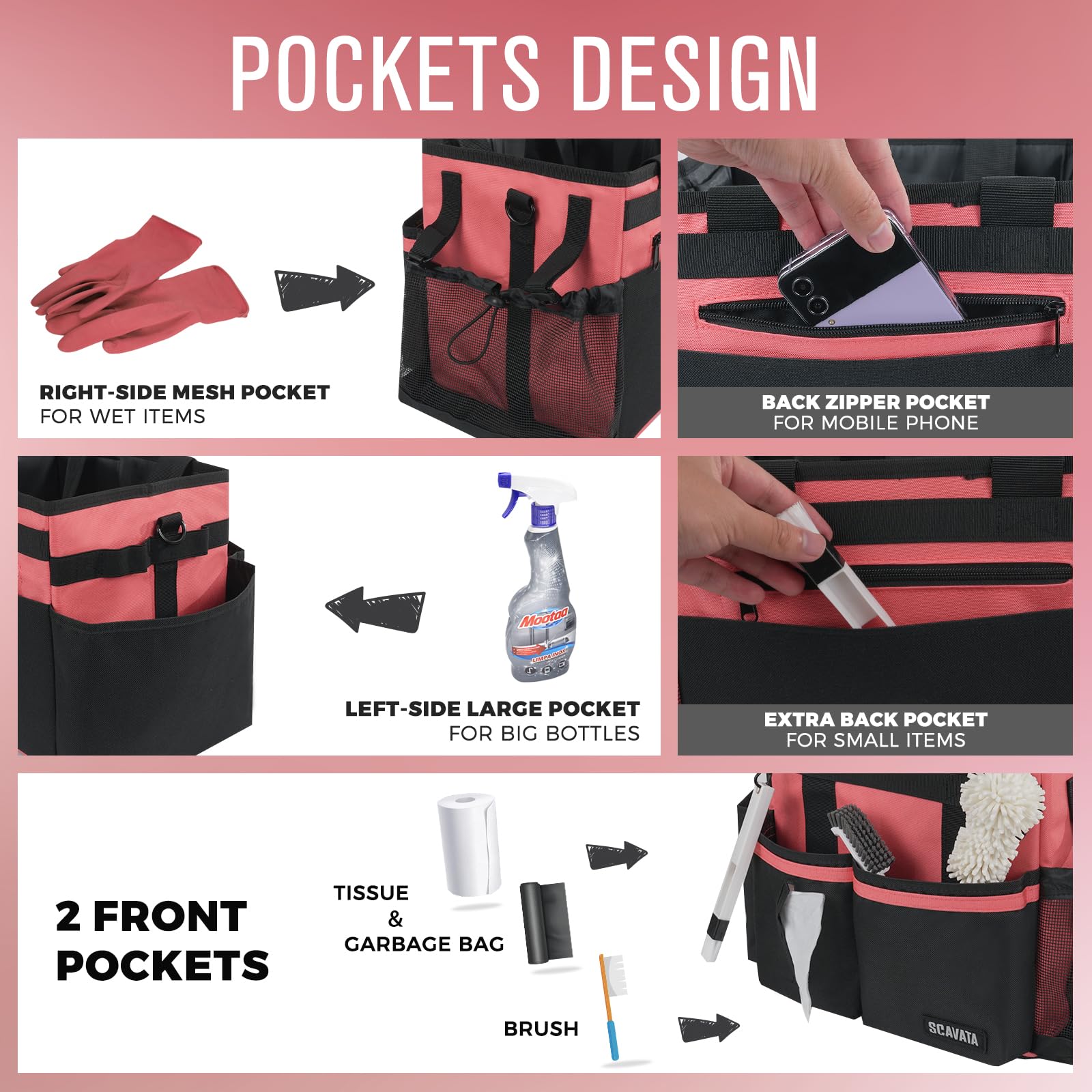 Compact Wearable Cleaning Caddy with Handle & Shoulder Straps