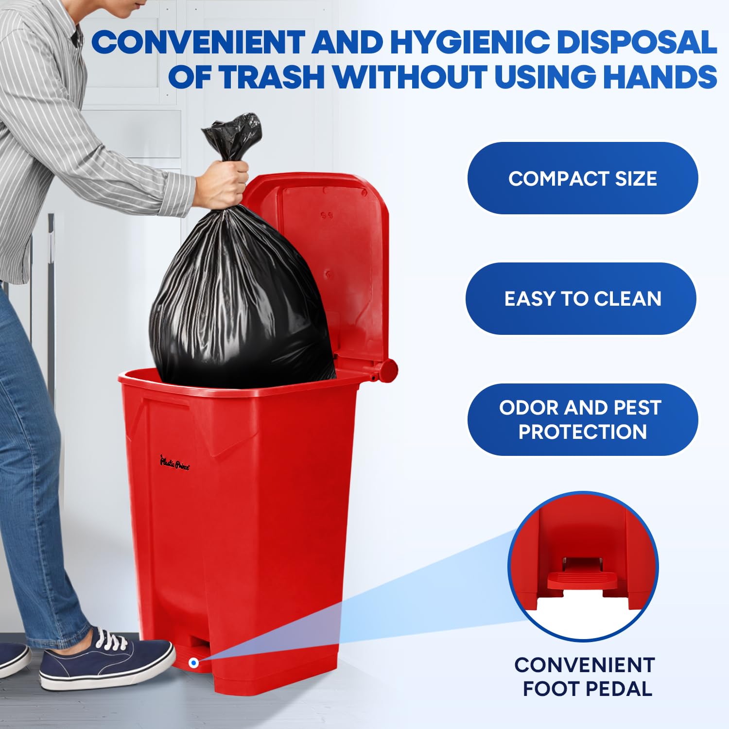 22 Gallon Kitchen Trash Can with Lid and Foot Pedal