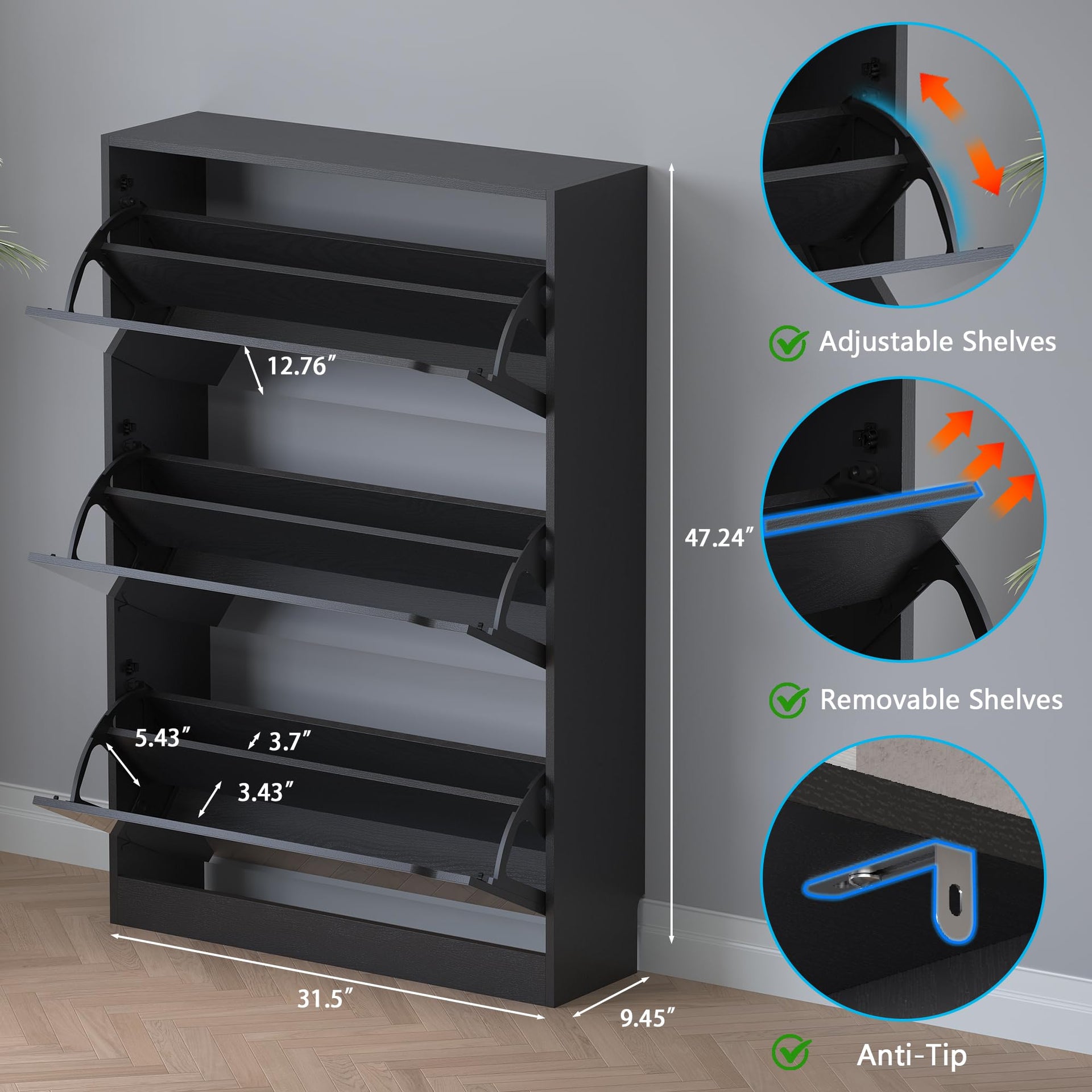Shoe Cabinet with 3