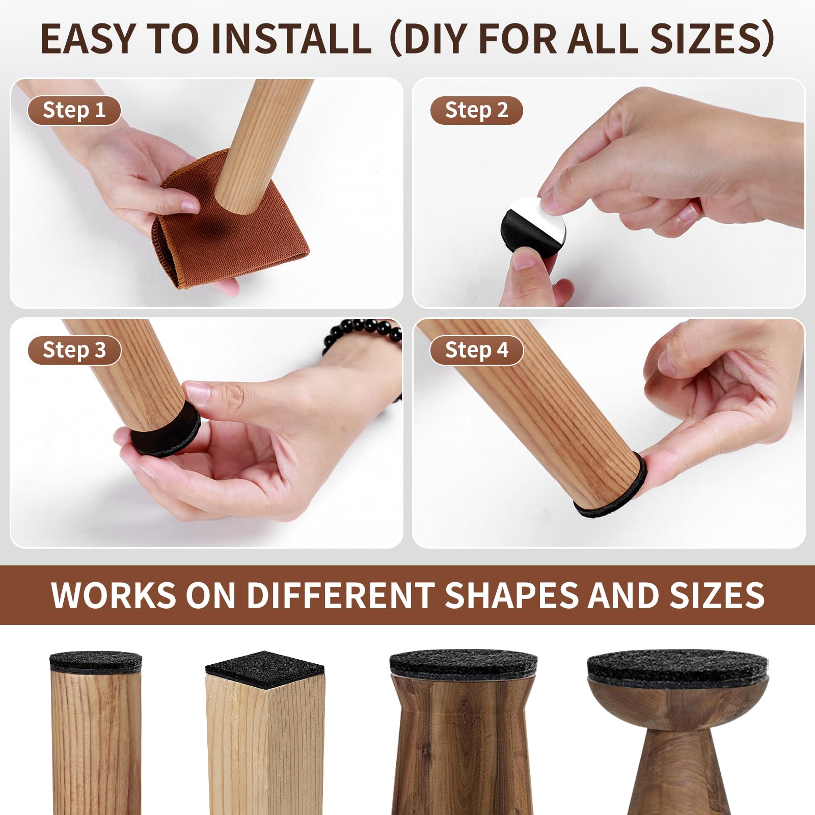 440Pcs Felt Chair Leg Pads Floor Protectors for Hardwoods Floors (440 Count)