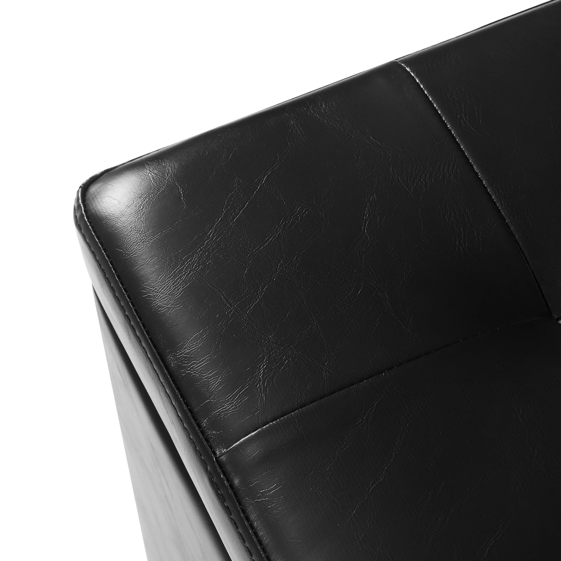 Modern Tufted Faux Leather Storage Ottoman with Wheels