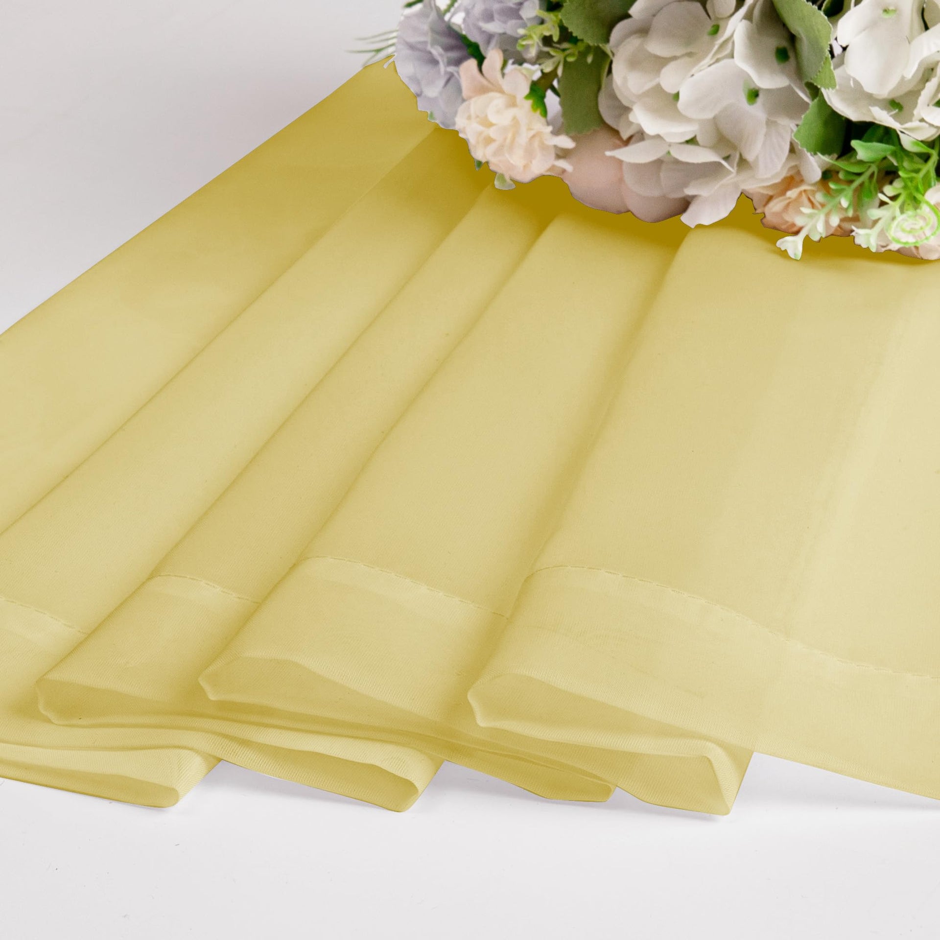 Mustard Yellow Sheer Curtains 45 Inches Long (2 Count)