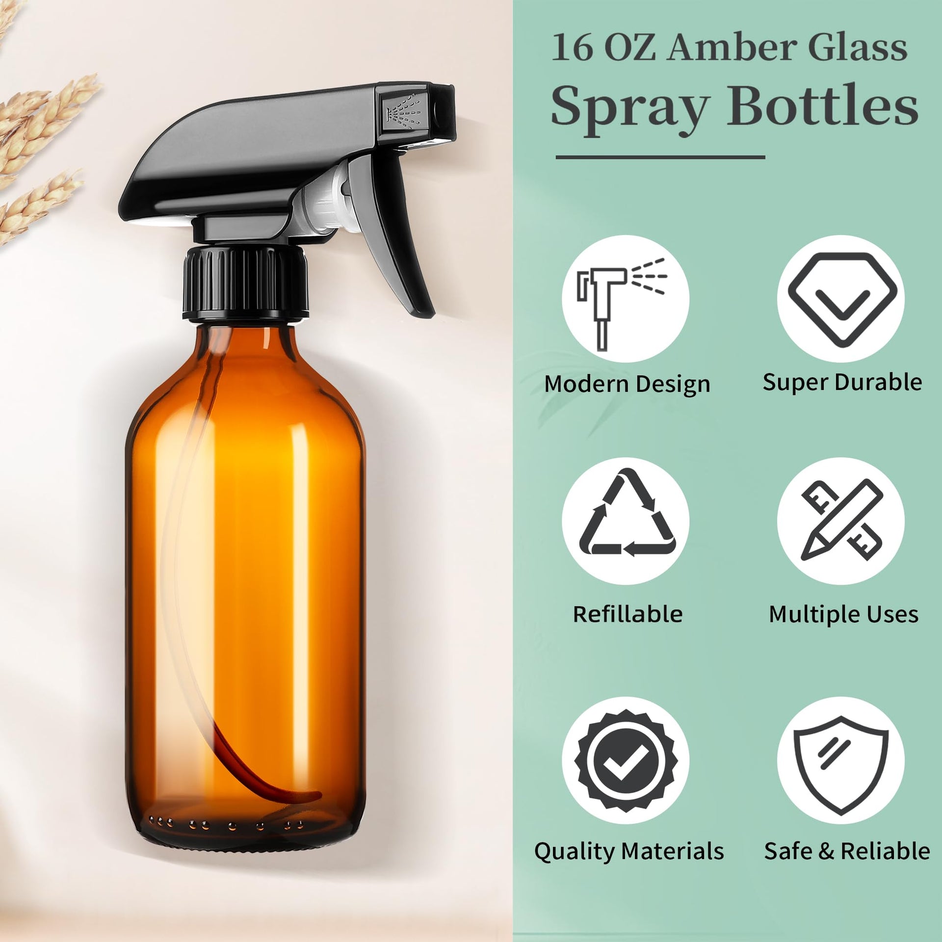8oz Amber Glass Spray Bottles (8 Count)